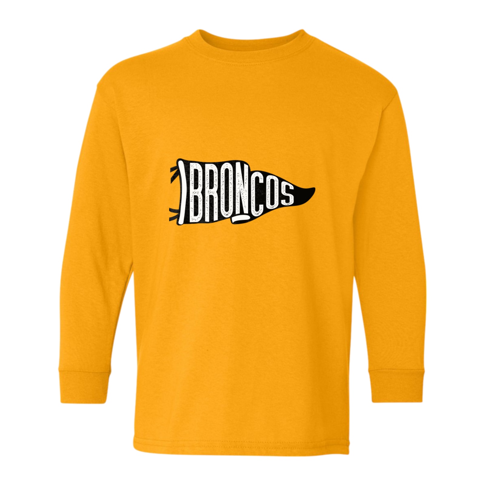 Mount Orab Elementary Broncos black flag Gildan Youth Heavy Cotton 100% Cotton Long Sleeve T-Shirt. 5400B