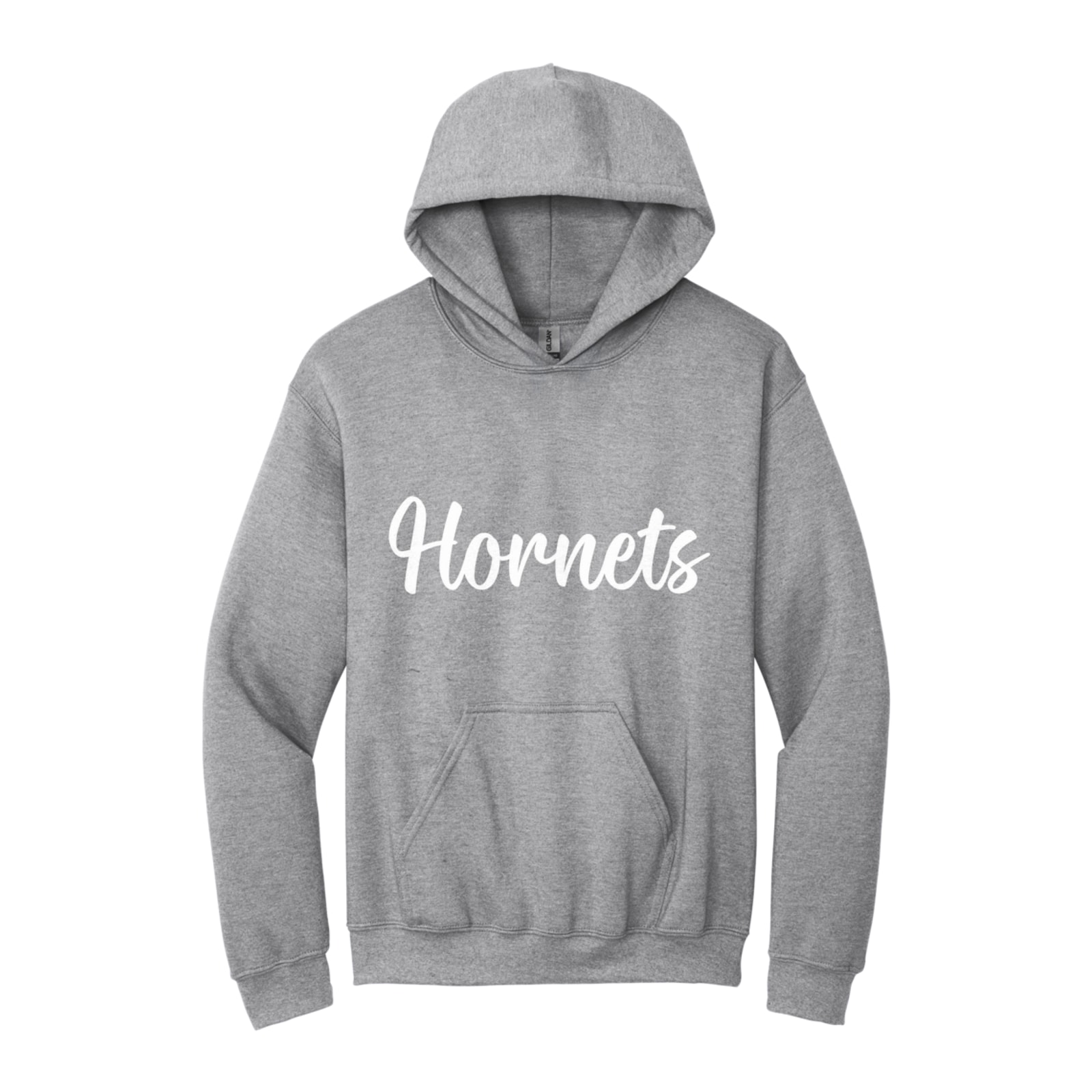 Hamersville Elementary and Middle School Hornets White Puff Script Gildan - Heavy Blend Hooded Sweatshirt. 18500