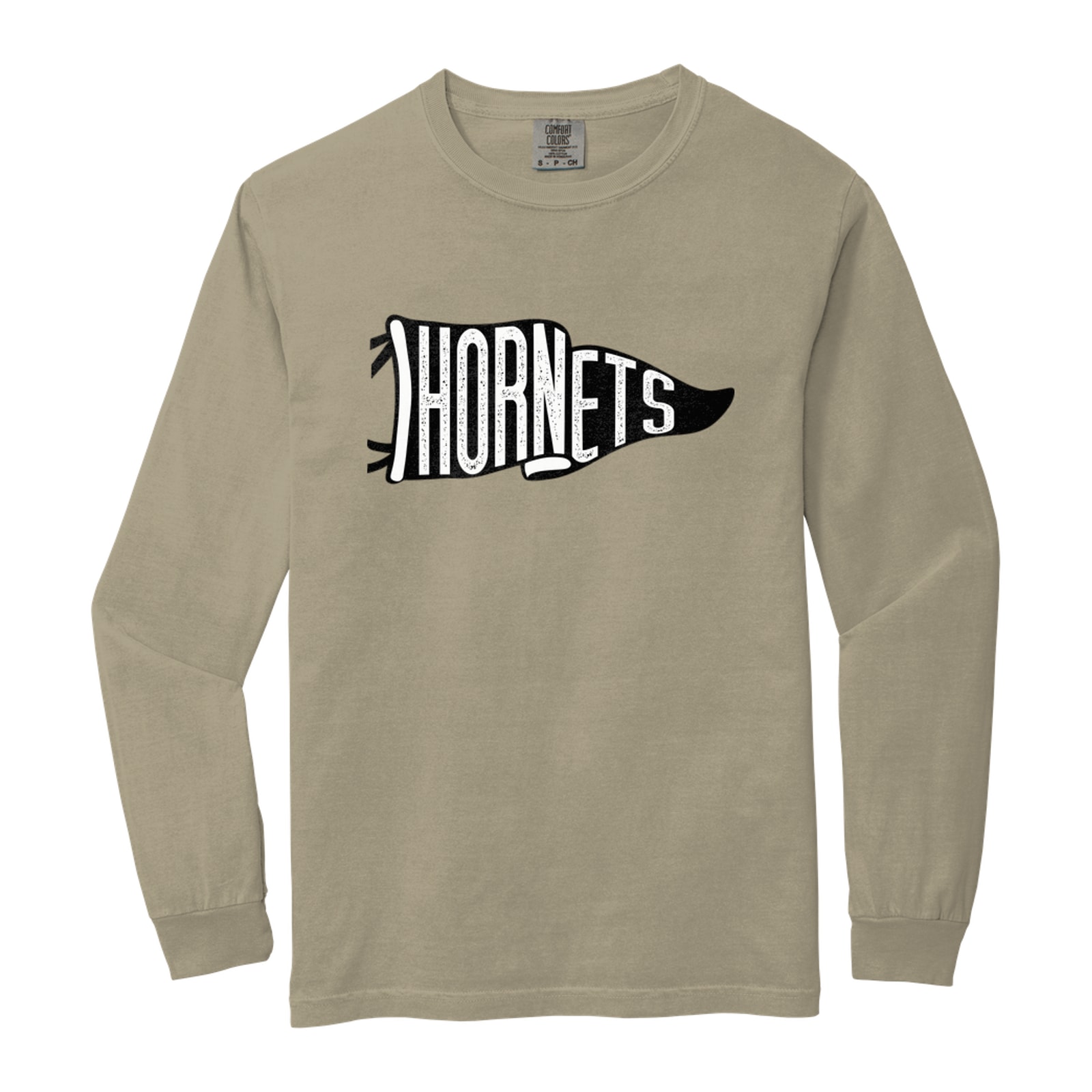 Hamersville Elementary and Middle School Hornets black flag Comfort Colors 6014 Long Sleeve