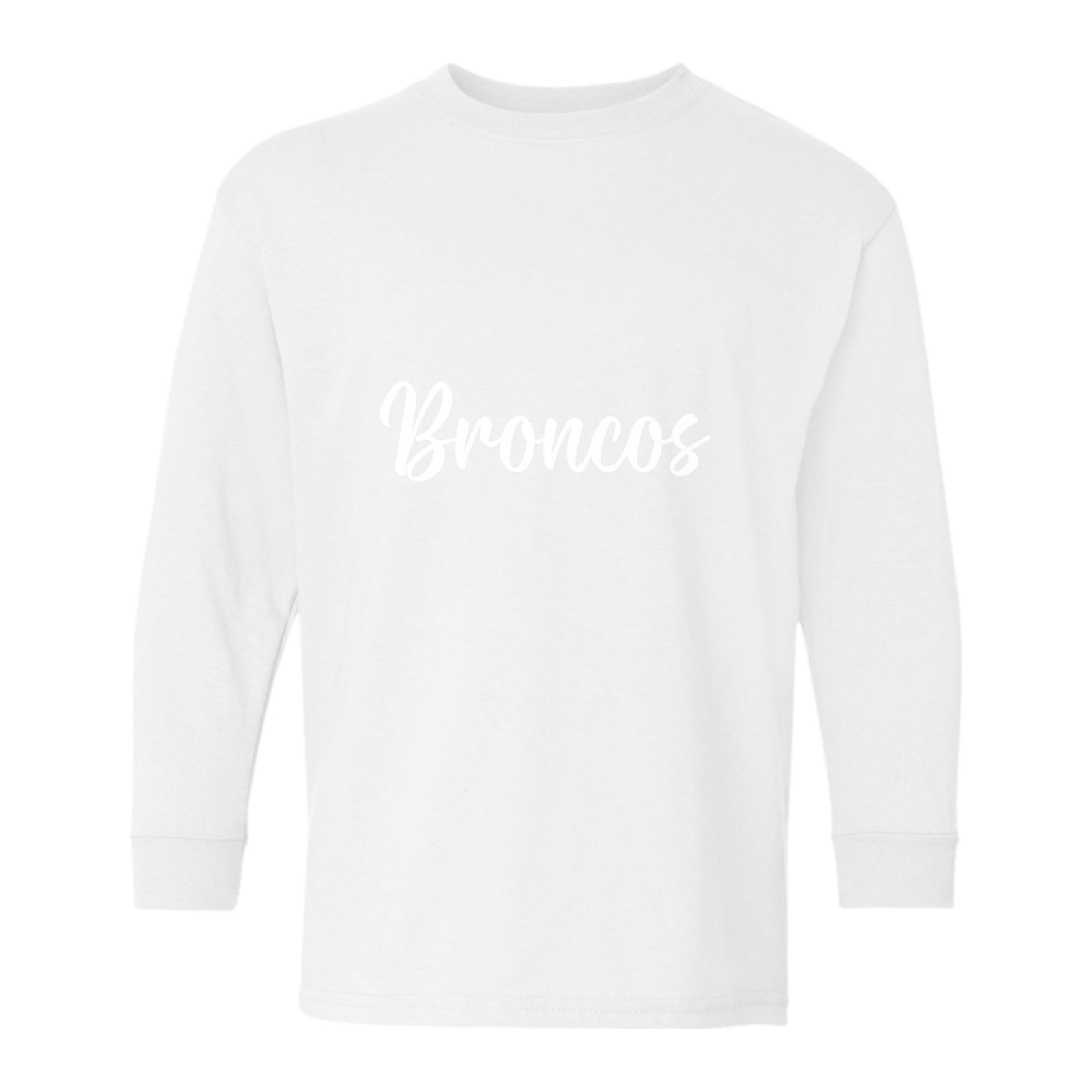 Mount Orab Elementary Broncos White Puff Script Gildan Youth Heavy Cotton 100% Cotton Long Sleeve T-Shirt. 5400B