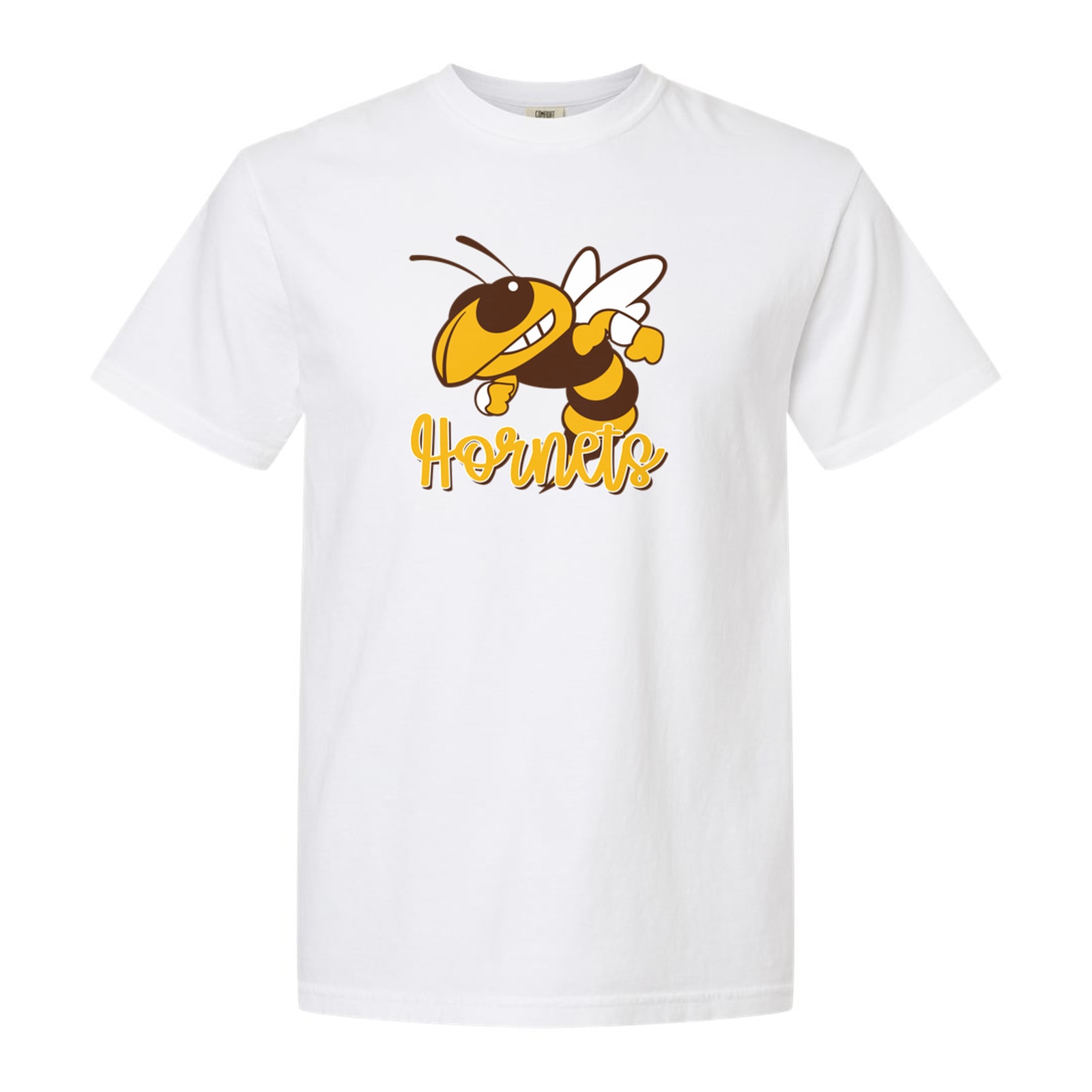 Hamersville Elementary and Middle School Hornets logo with script hornets gold white brown