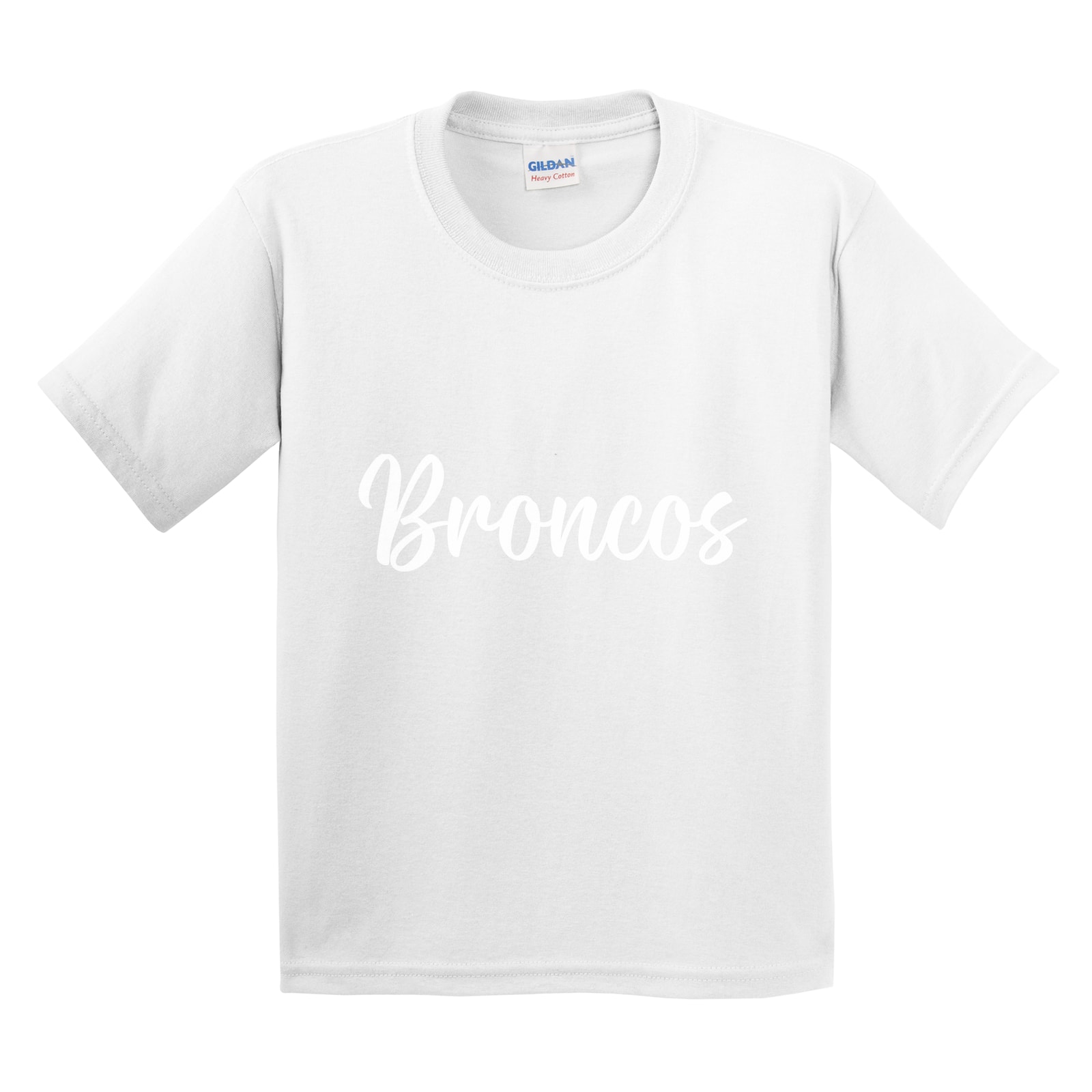 Mount Orab Elementary Broncos White Puff Script Gildan 5000B Youth Tee