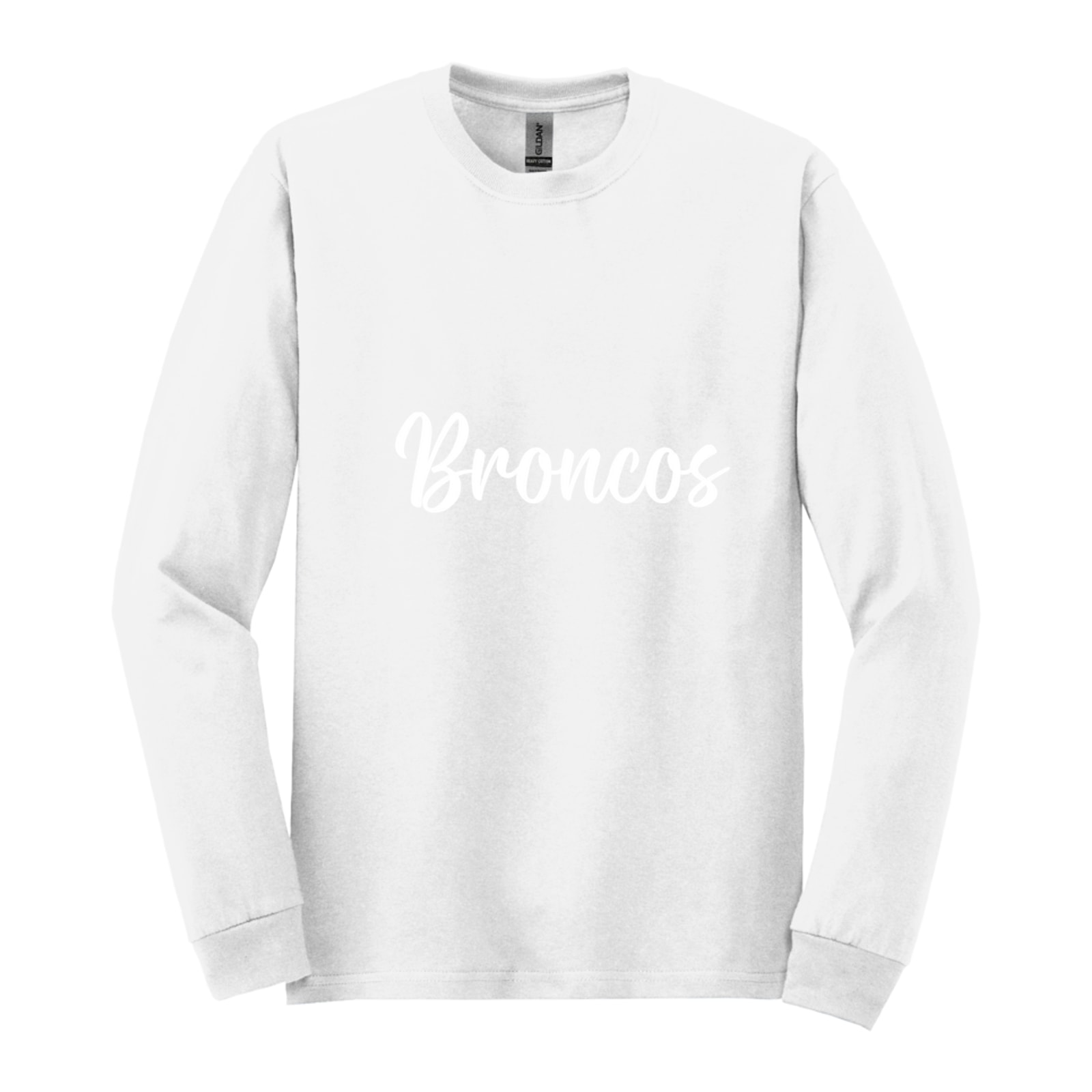 Mount Orab Elementary Broncos White Puff Script Gildan - Heavy Cotton 100% Cotton Long Sleeve T-Shirt. 5400