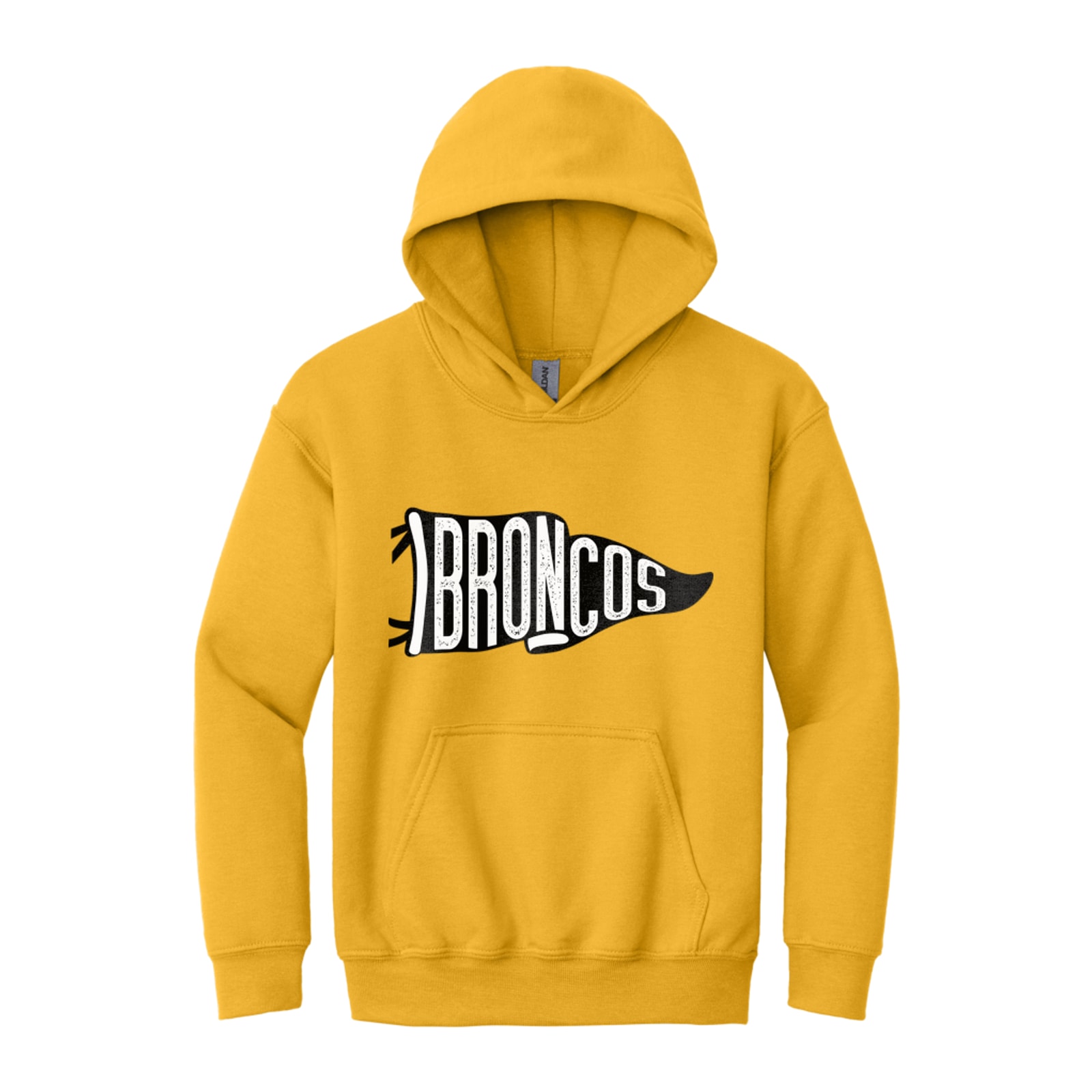 Mount Orab Elementary Broncos black flag Gildan - Youth Heavy Blend Hooded Sweatshirt. 18500B