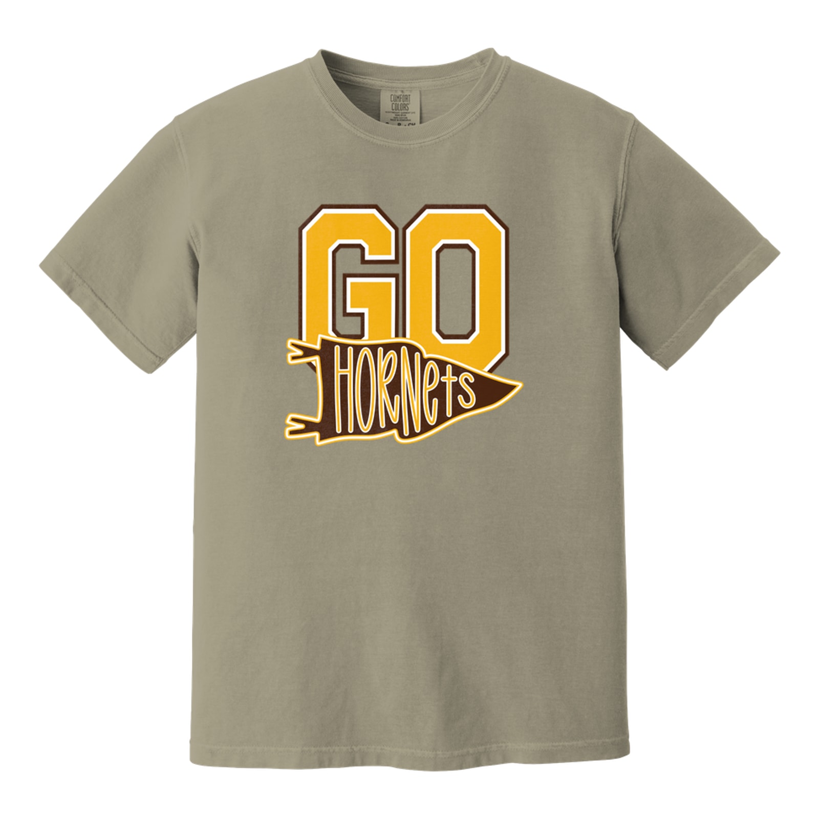 Hamersville Elementary and Middle School Go hornets pennant gold brown white Comfort Colors 1717