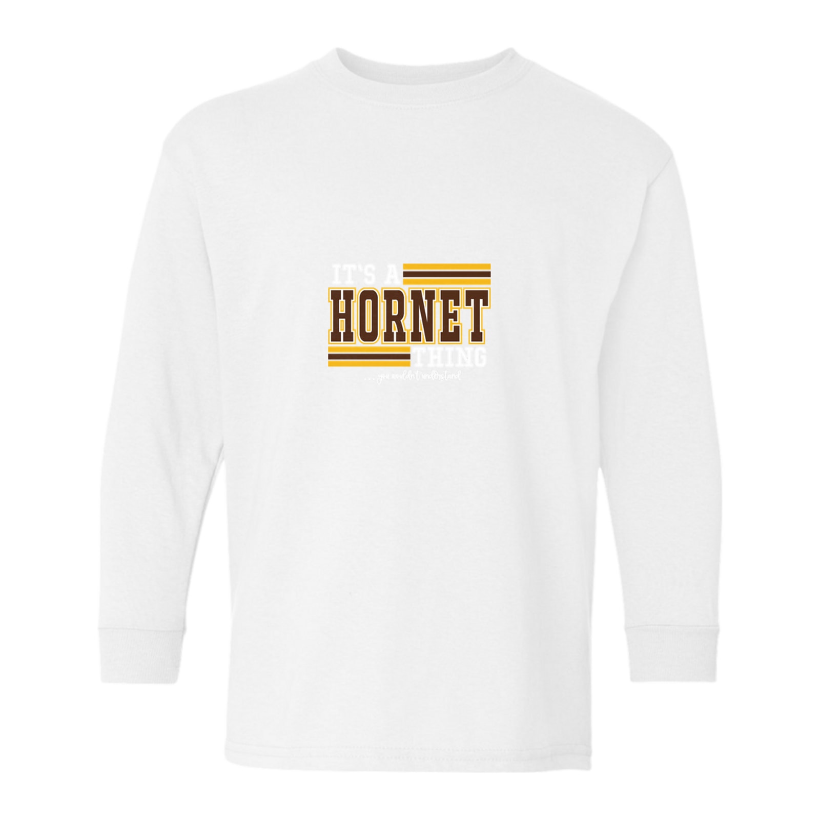 Hamersville Elementary and Middle School Its a hornet thing you wouldn't understand brown white gold Gildan Youth Heavy Cotton 100% Cotton Long Sleeve T-Shirt. 5400B