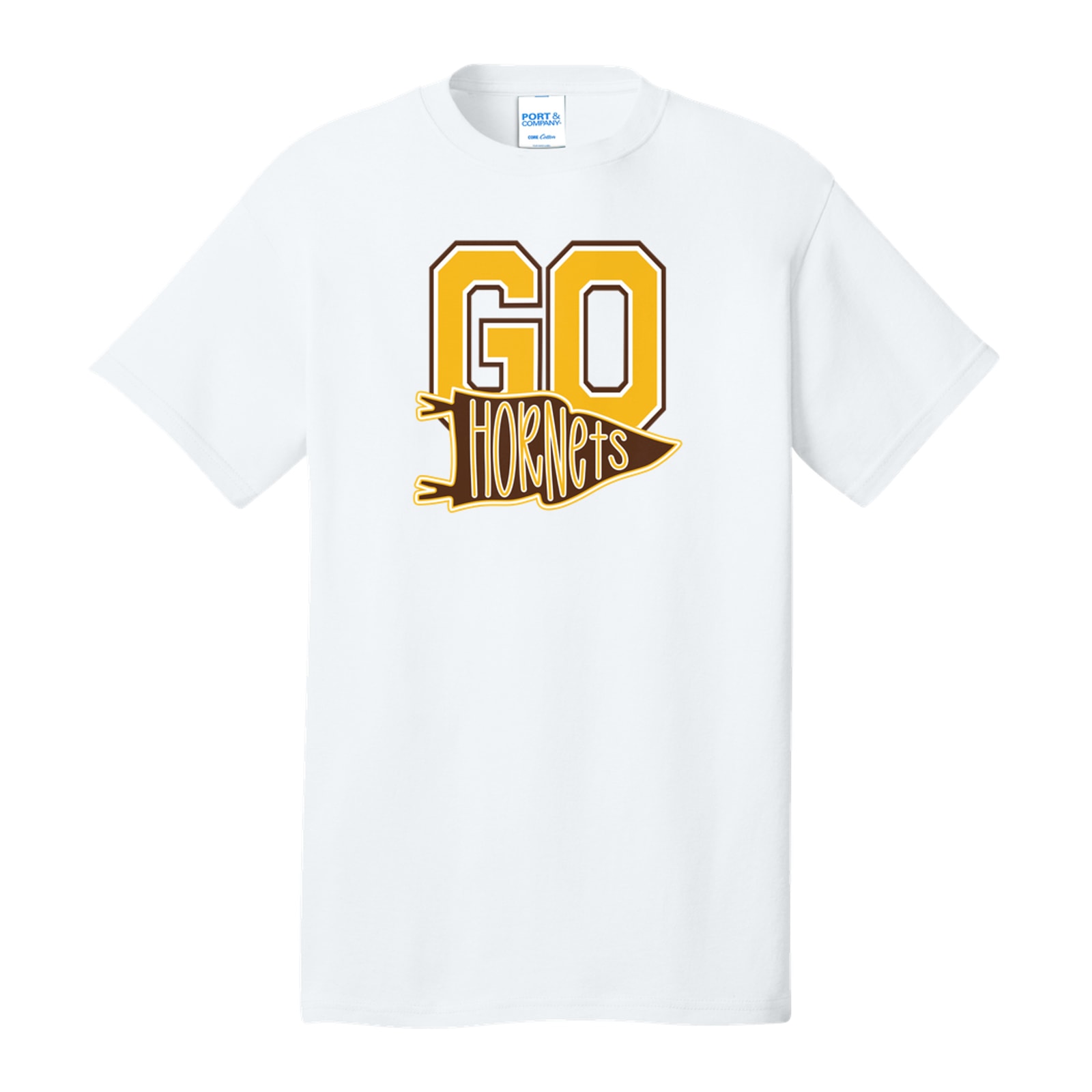 Hamersville Elementary and Middle School Go hornets pennant gold brown white Port & Company PC54