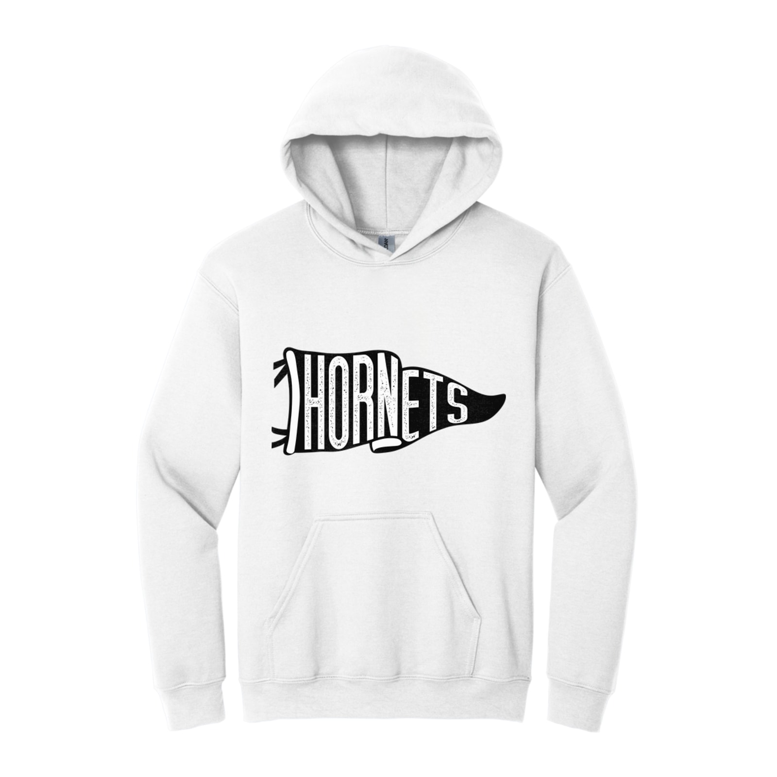 Hamersville Elementary and Middle School Hornets black flag Gildan - Heavy Blend Hooded Sweatshirt. 18500