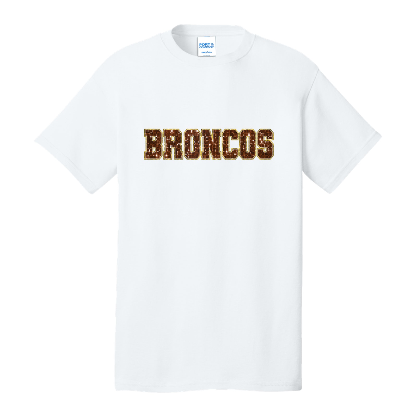 Mount Orab Elementary Broncos sequin sleeve brown gold Port & Company PC54