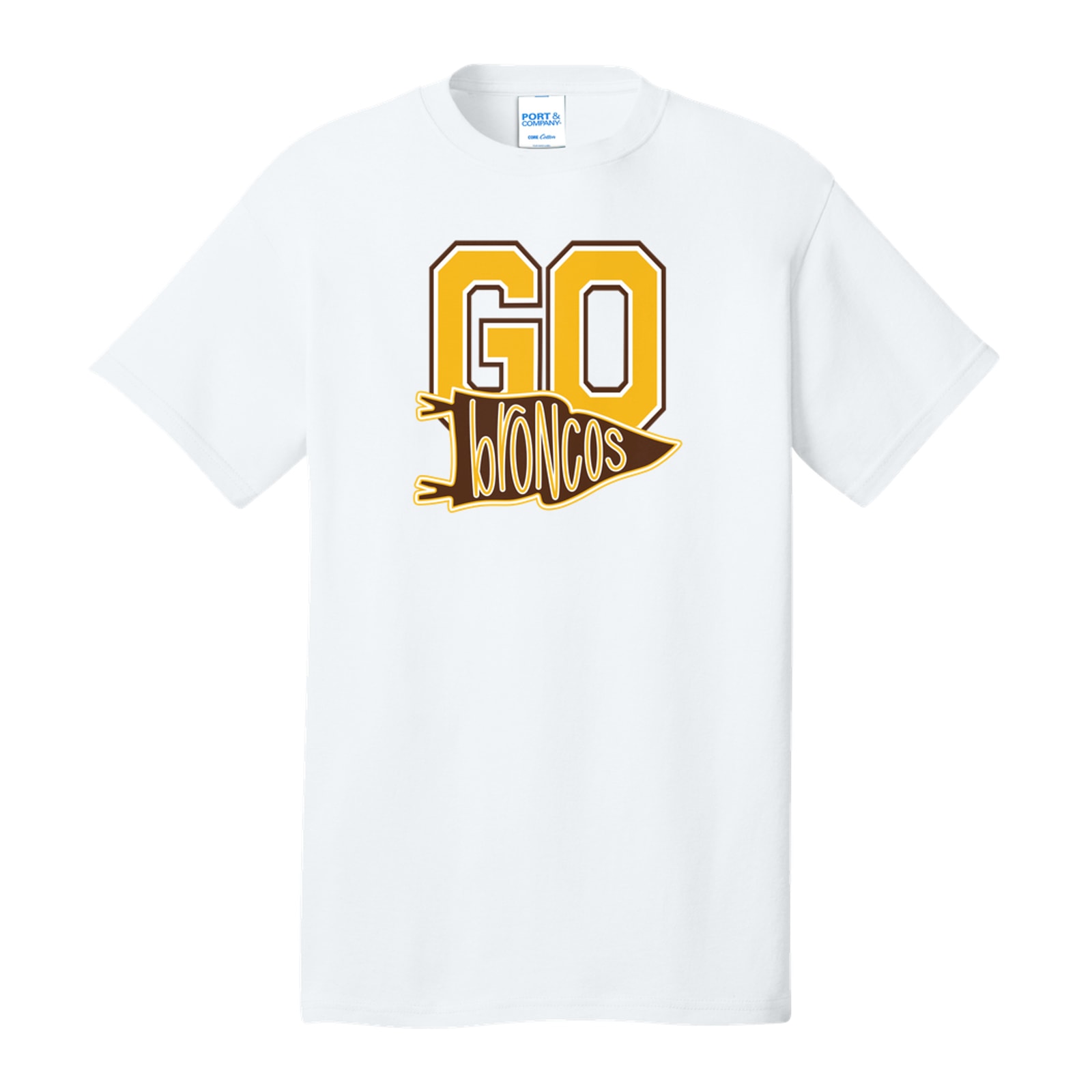 Mount Orab Elementary Go broncos pennant gold brown white Port & Company PC54