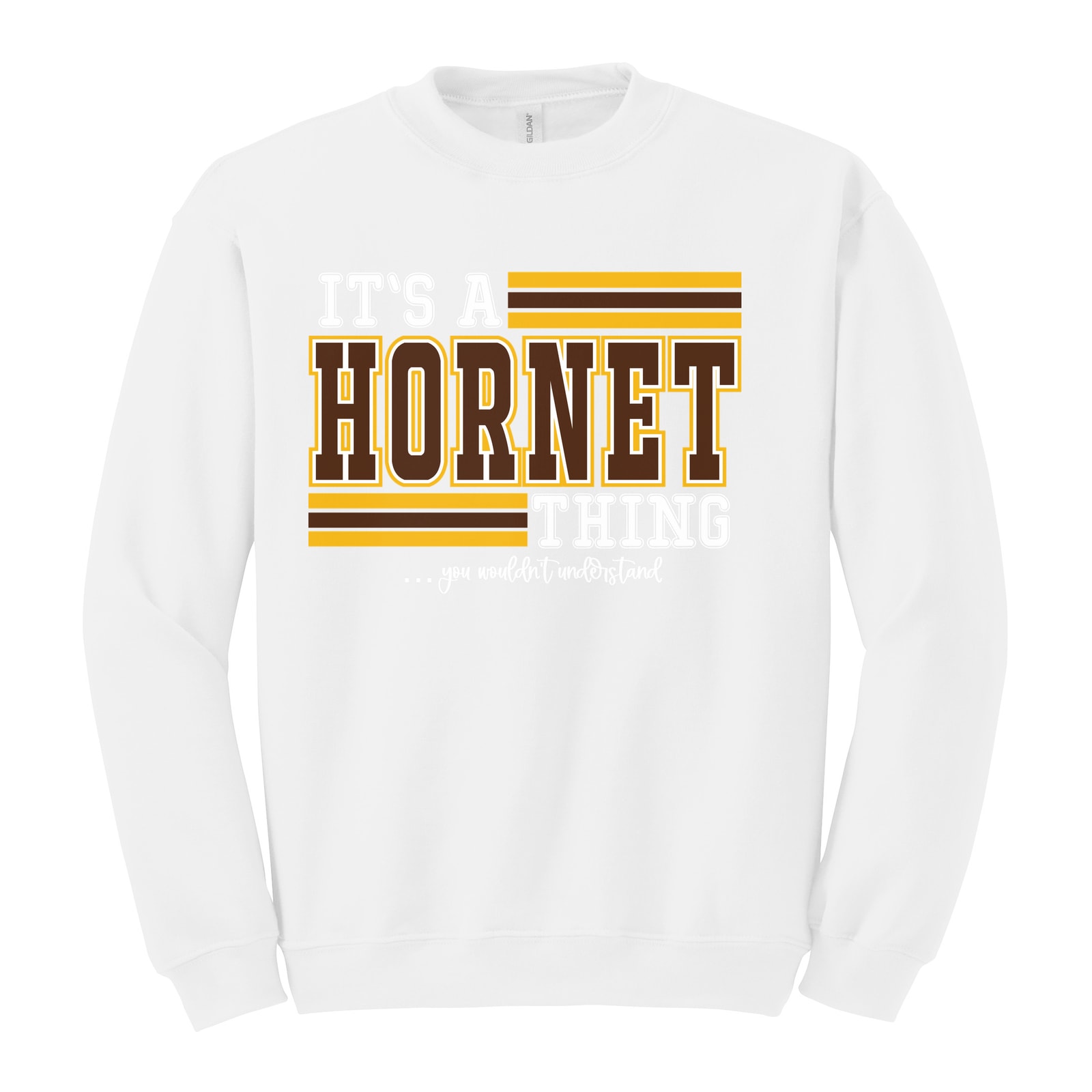 Hamersville Elementary and Middle School Its a hornet thing you wouldn't understand brown white gold Gildan Heavy Blend Crewneck Sweatshirt. 18000