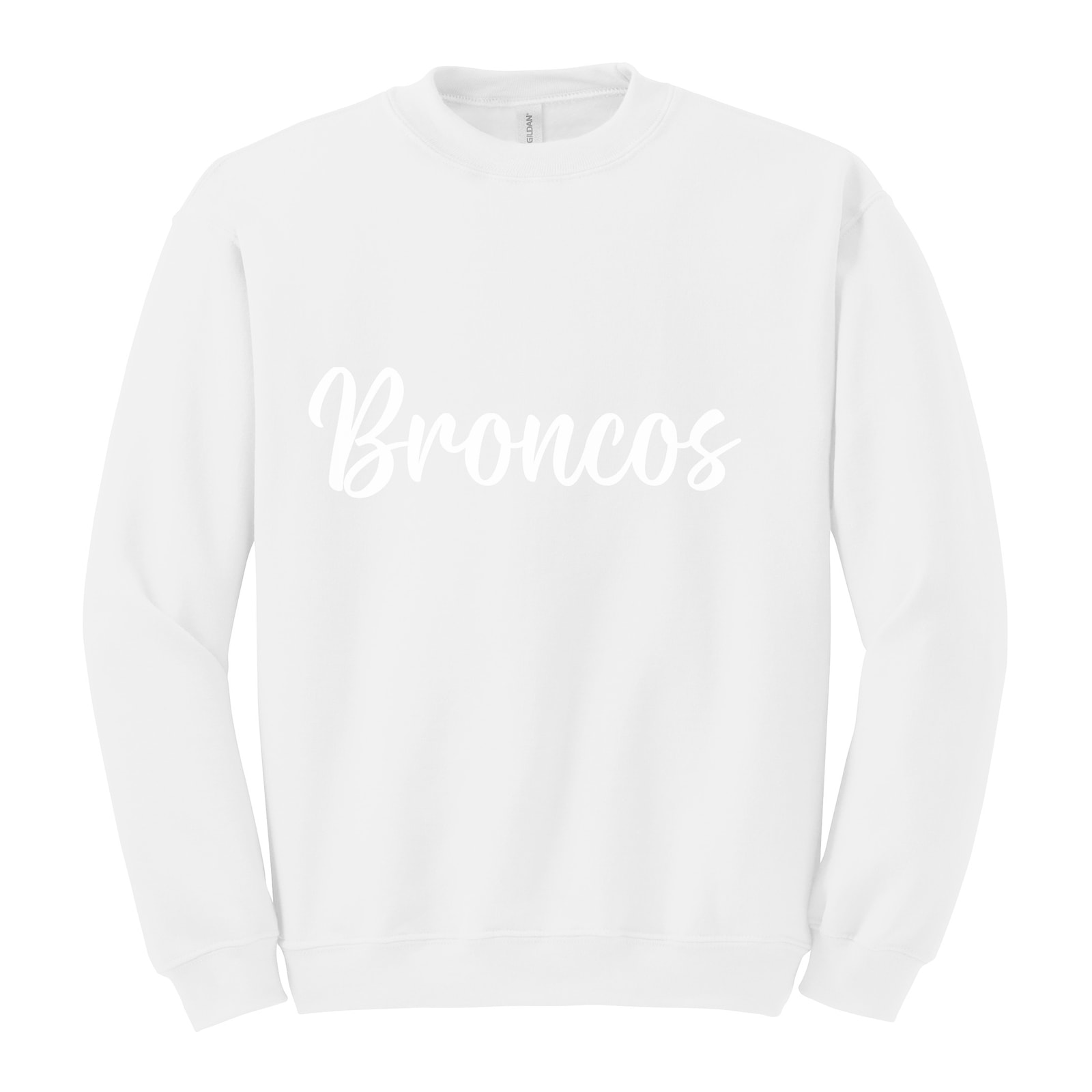 Mount Orab Elementary Broncos White Puff Script Gildan Heavy Blend Crewneck Sweatshirt. 18000