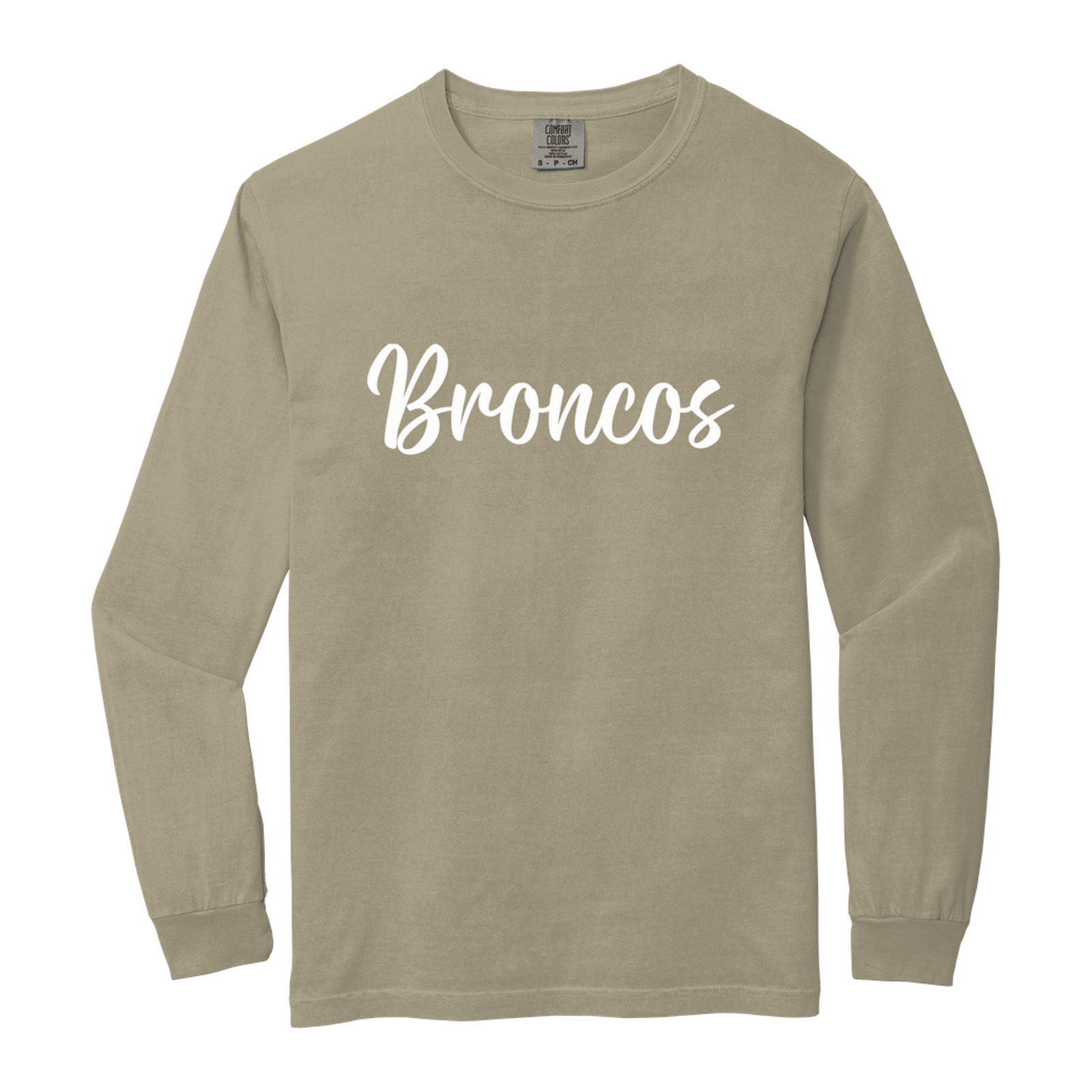 Mount Orab Elementary Broncos White Puff Script Comfort Colors 6014 Long Sleeve