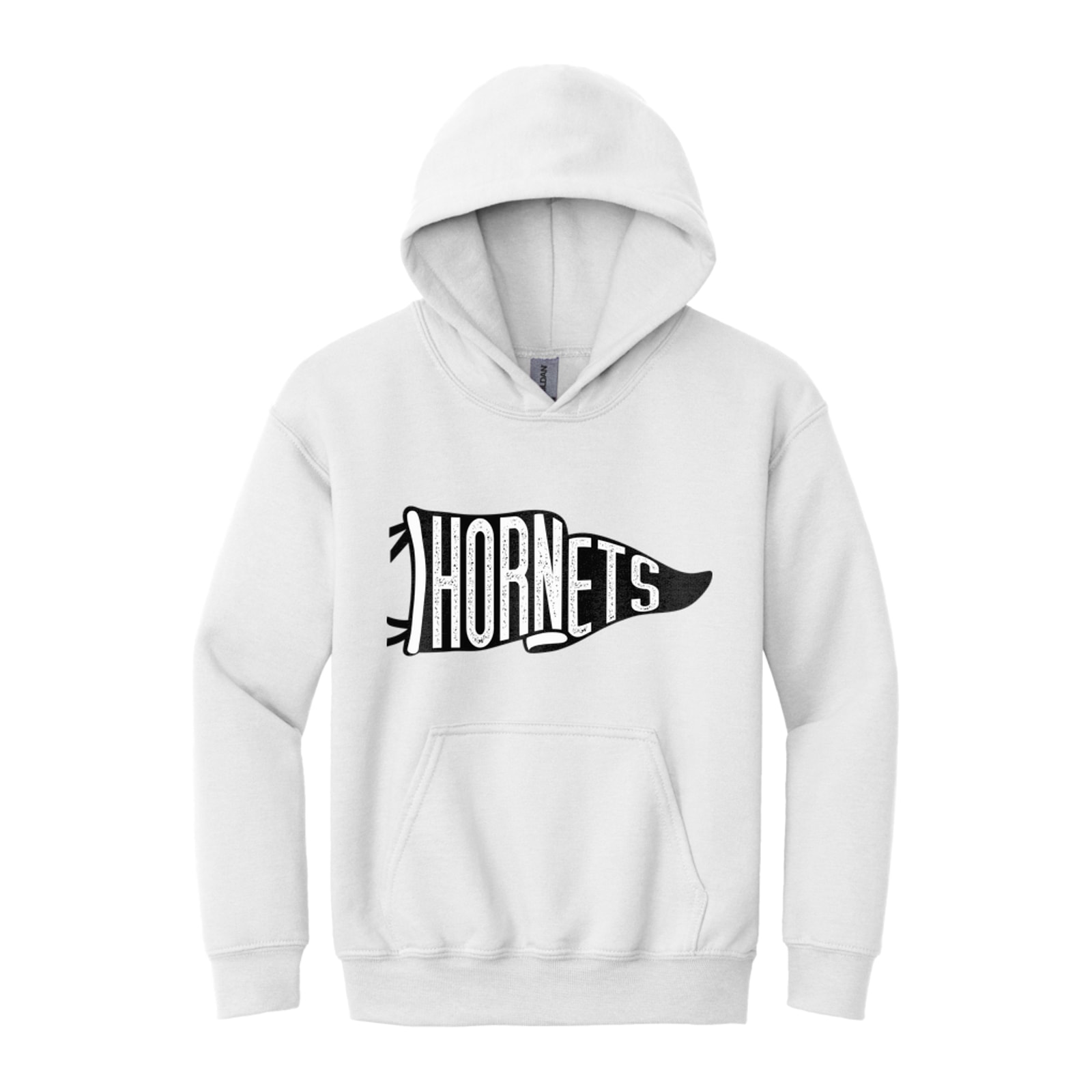 Hamersville Elementary and Middle School Hornets black flag Gildan - Youth Heavy Blend Hooded Sweatshirt. 18500B