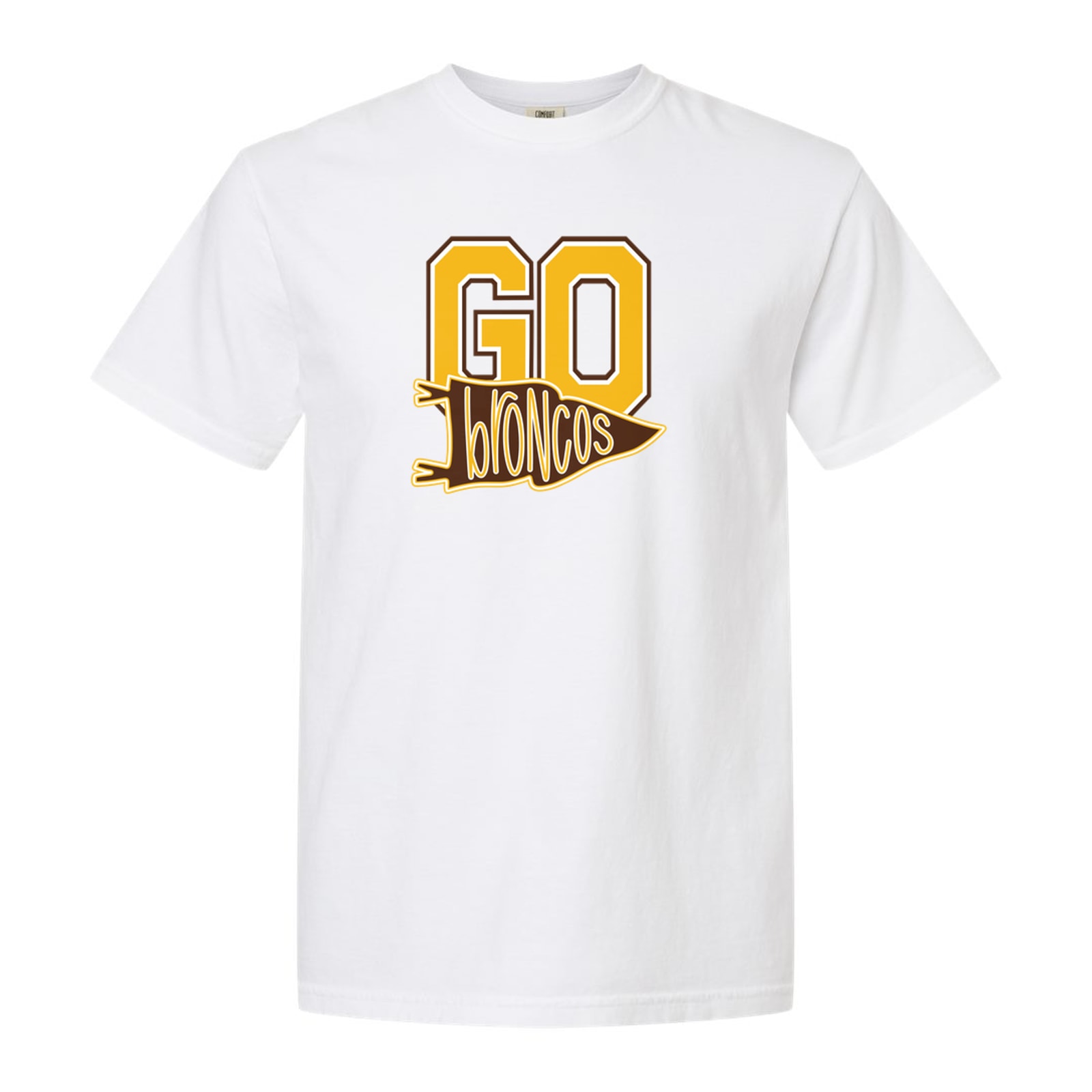 Mount Orab Elementary Go broncos pennant gold brown white Comfort Colors 1717