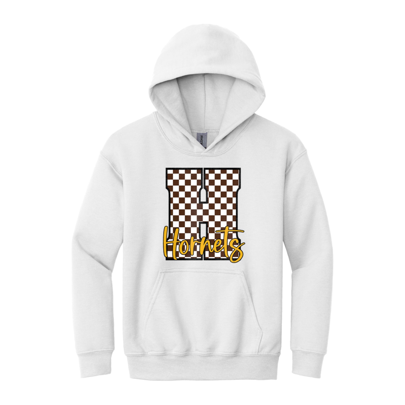 Hamersville Elementary and Middle School H brown white script Gildan - Youth Heavy Blend Hooded Sweatshirt. 18500B