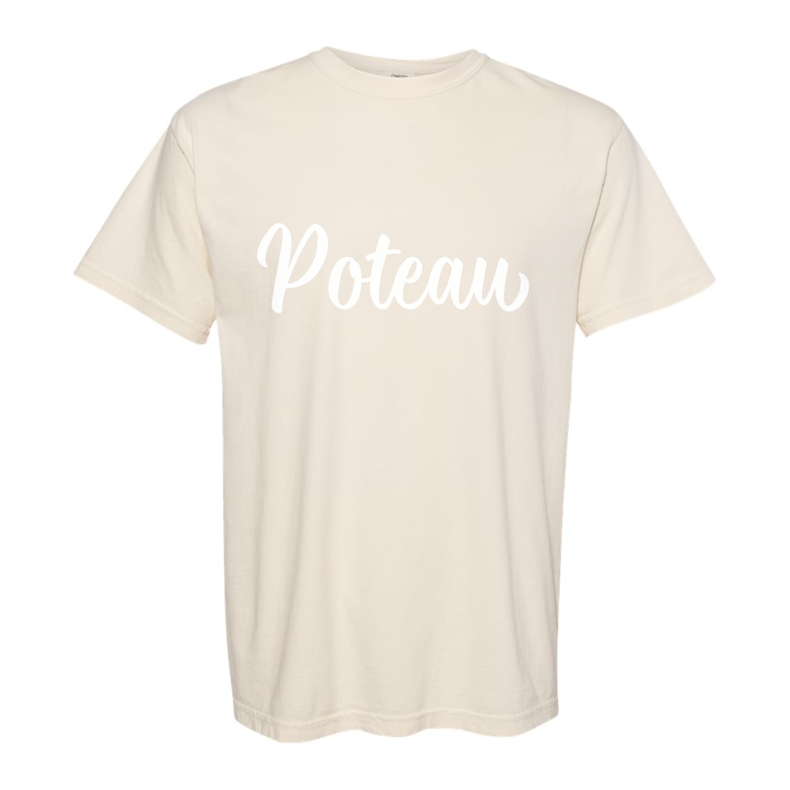 Poteau white puff script