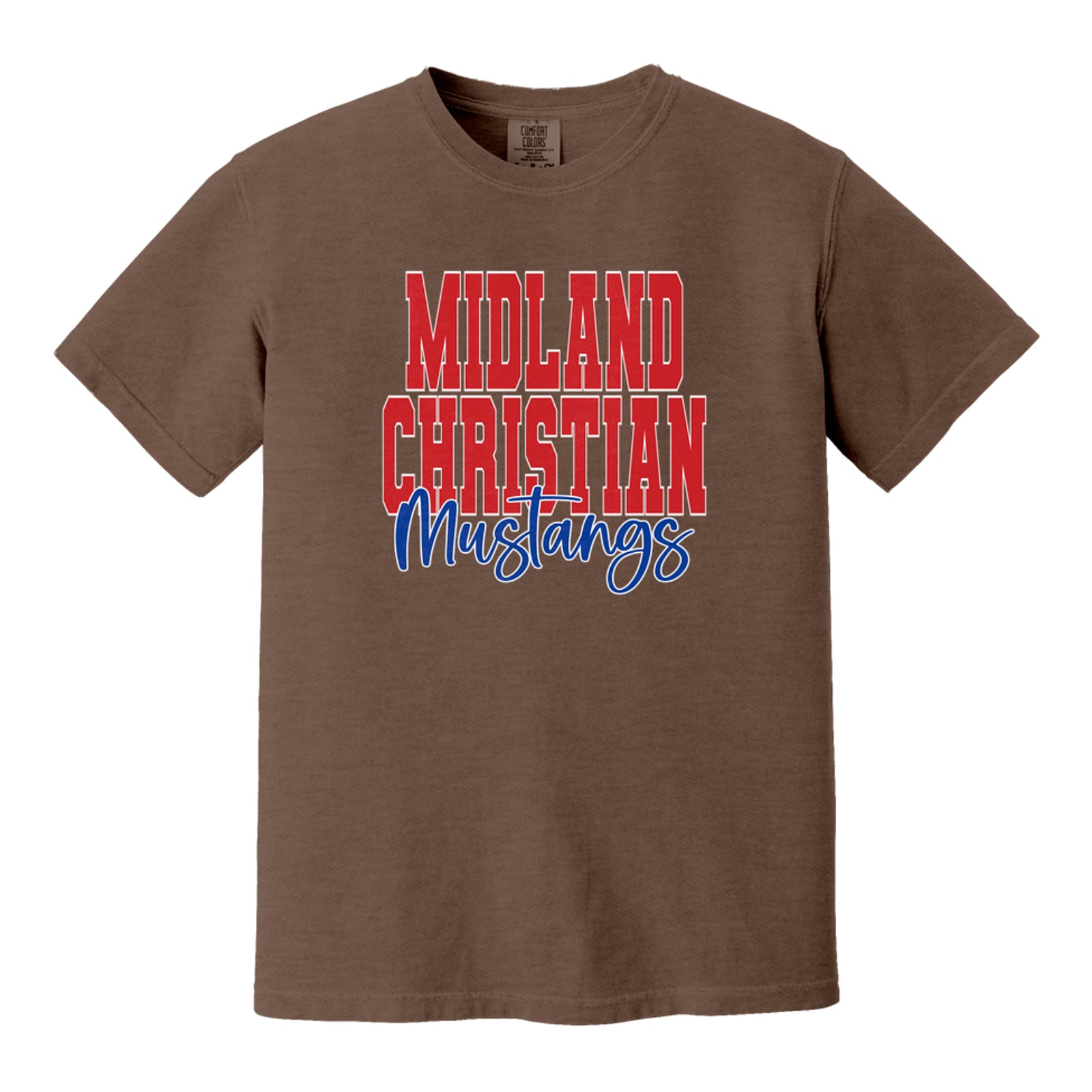 Midland Christian Mustangs Block Script