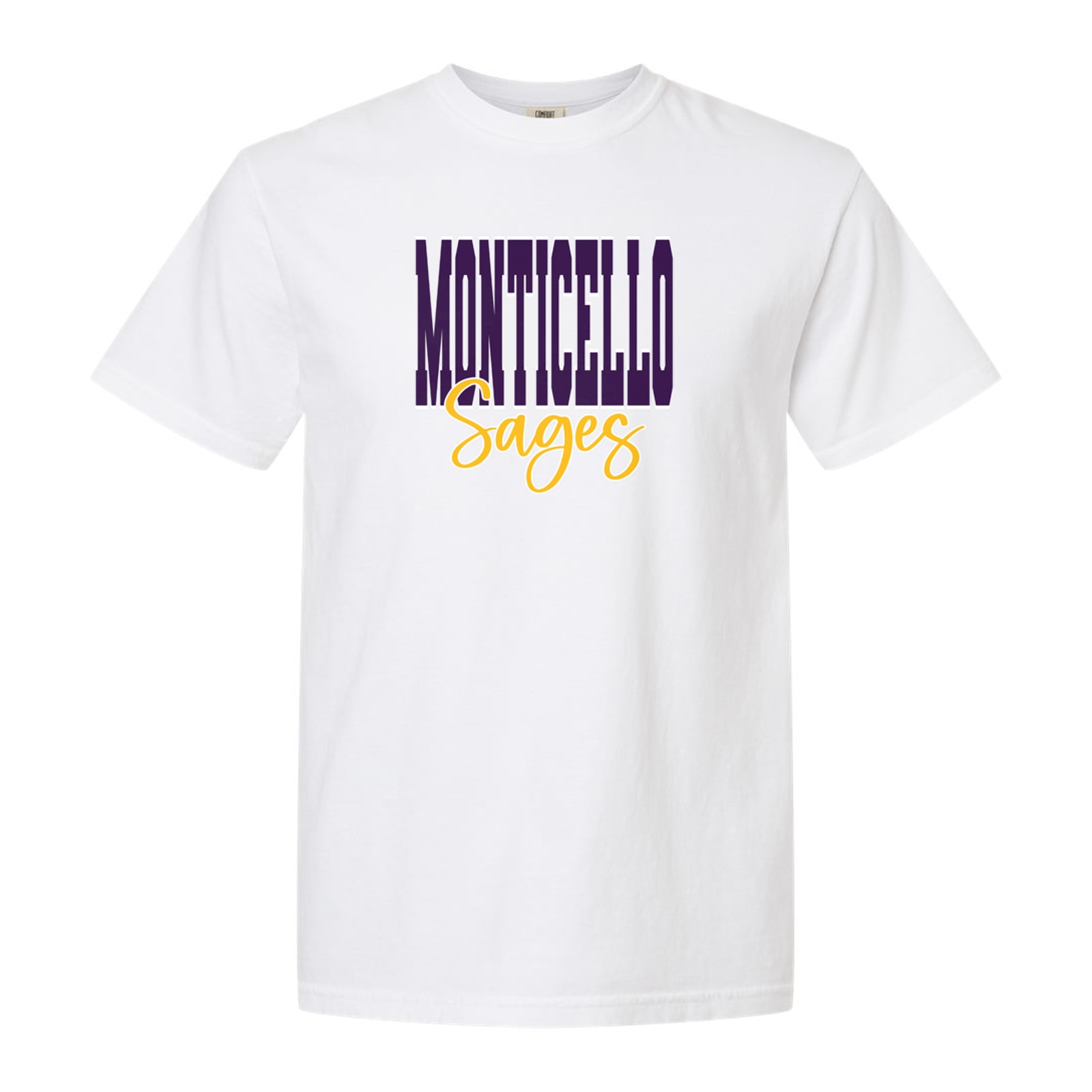 Monticello sages dark purple gold white block script