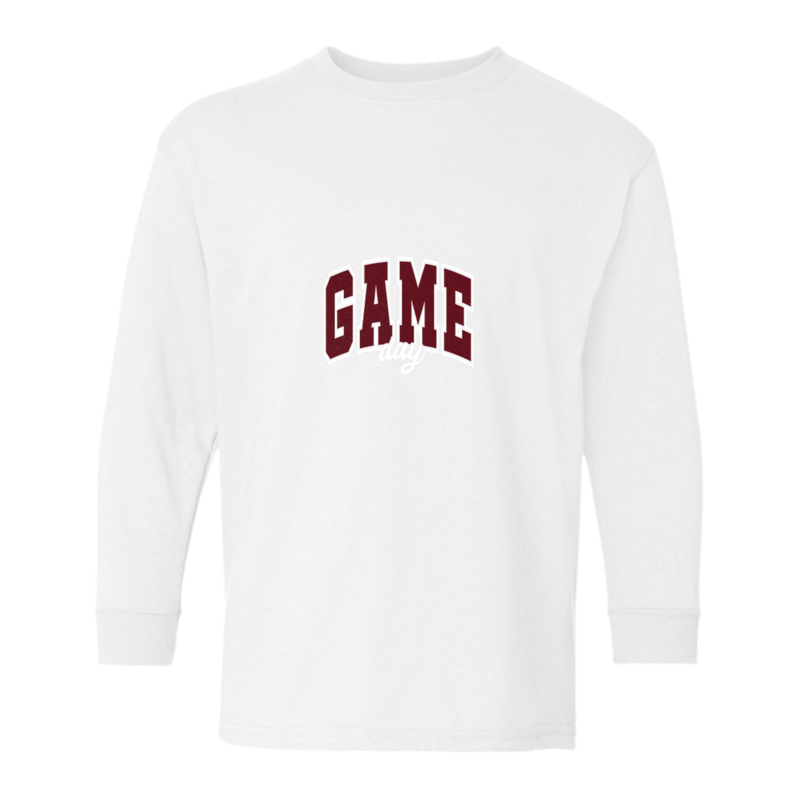 Game Day Arch kellyville Maroon White Gildan Youth Heavy Cotton 100% Cotton Long Sleeve T-Shirt. 5400B