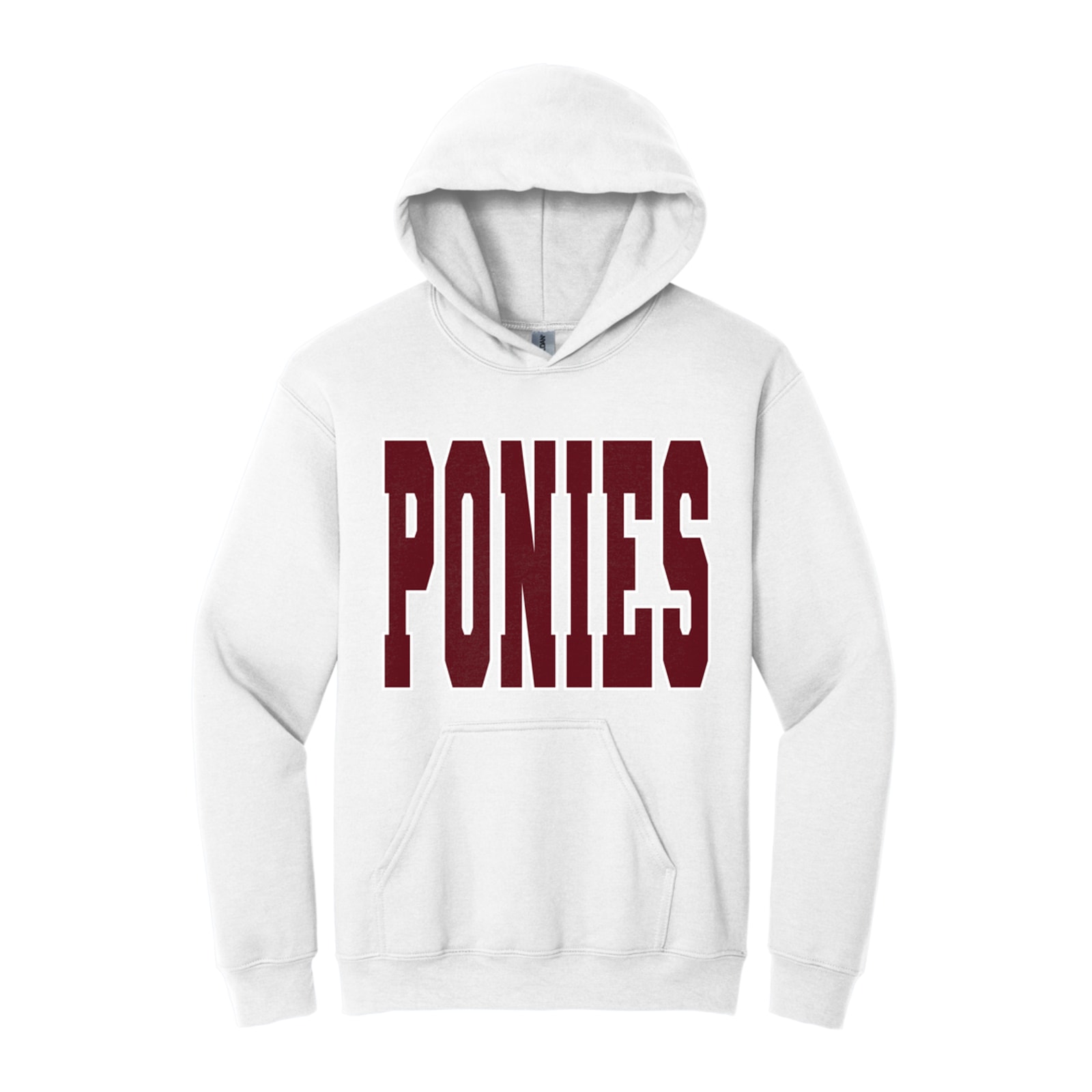 Ponies maroon white Gildan - Heavy Blend Hooded Sweatshirt. 18500