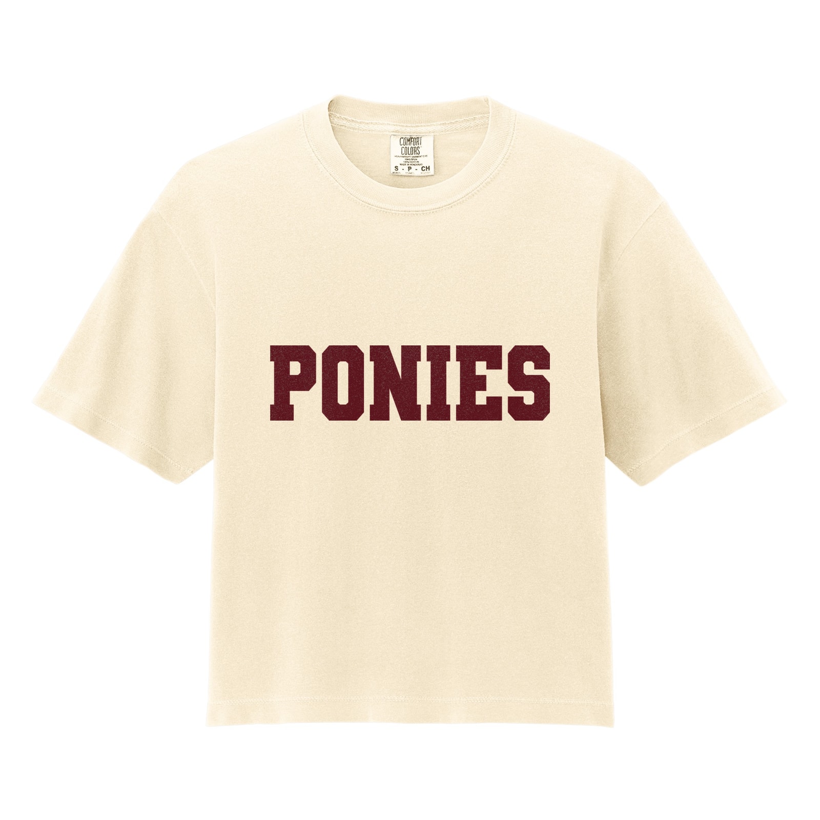 Ponies Sweats Maroon Comfort Colors 3023CL Cropped Tee