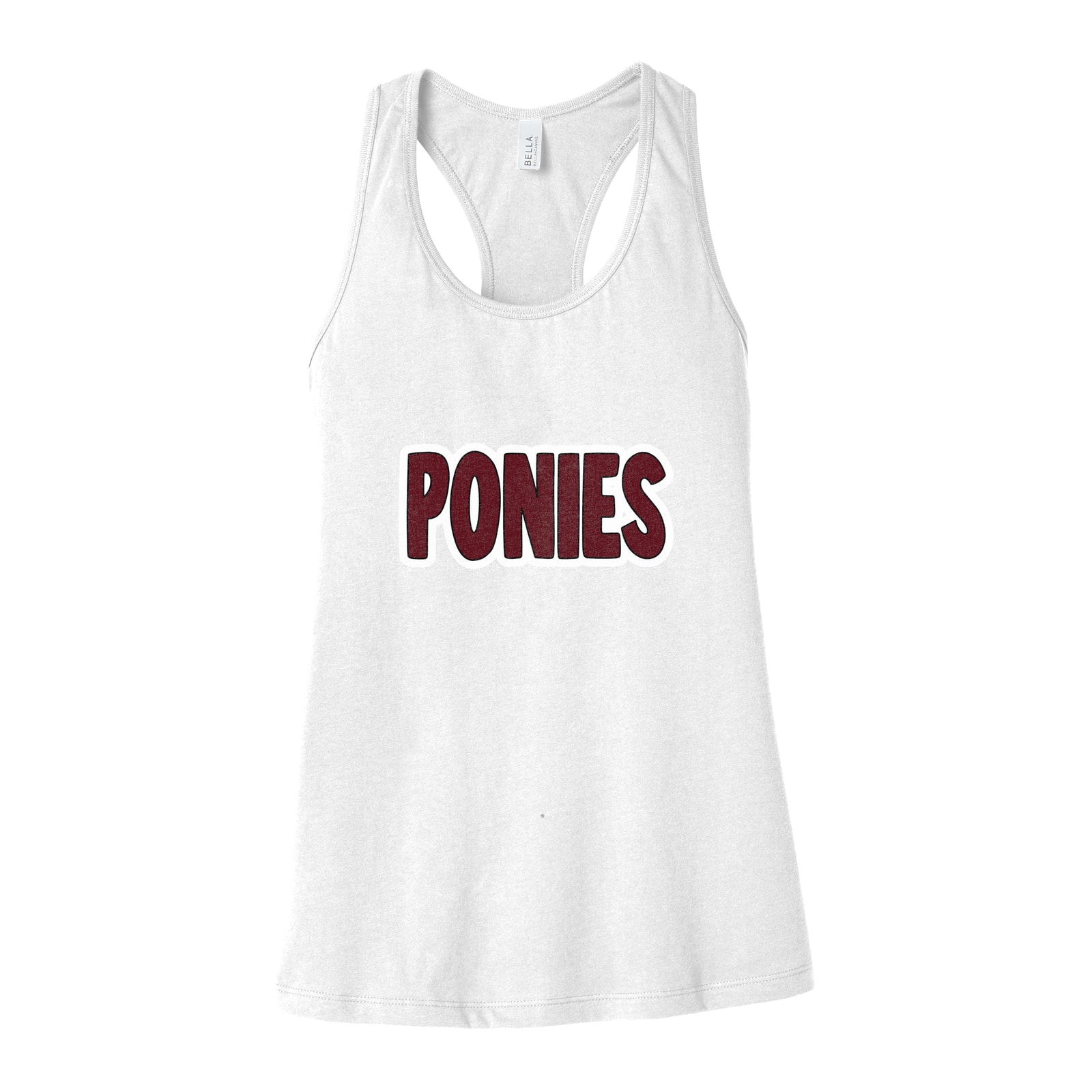 Ponies bubble maroon black white Bella+Canvas 6008 Racerback Tank