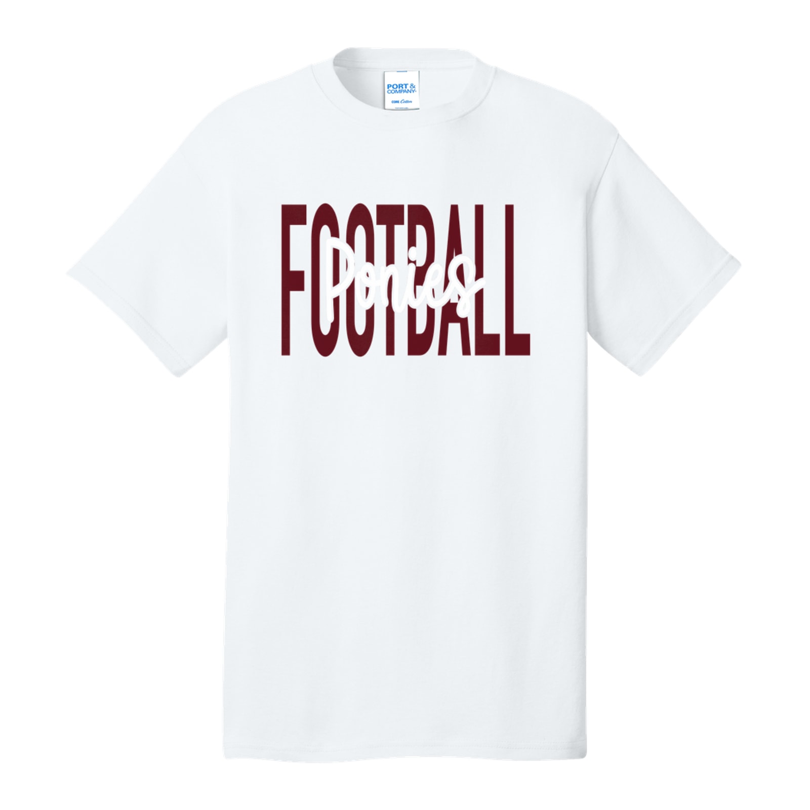 Ponies Football Middle Script maroon white Port & Company PC54