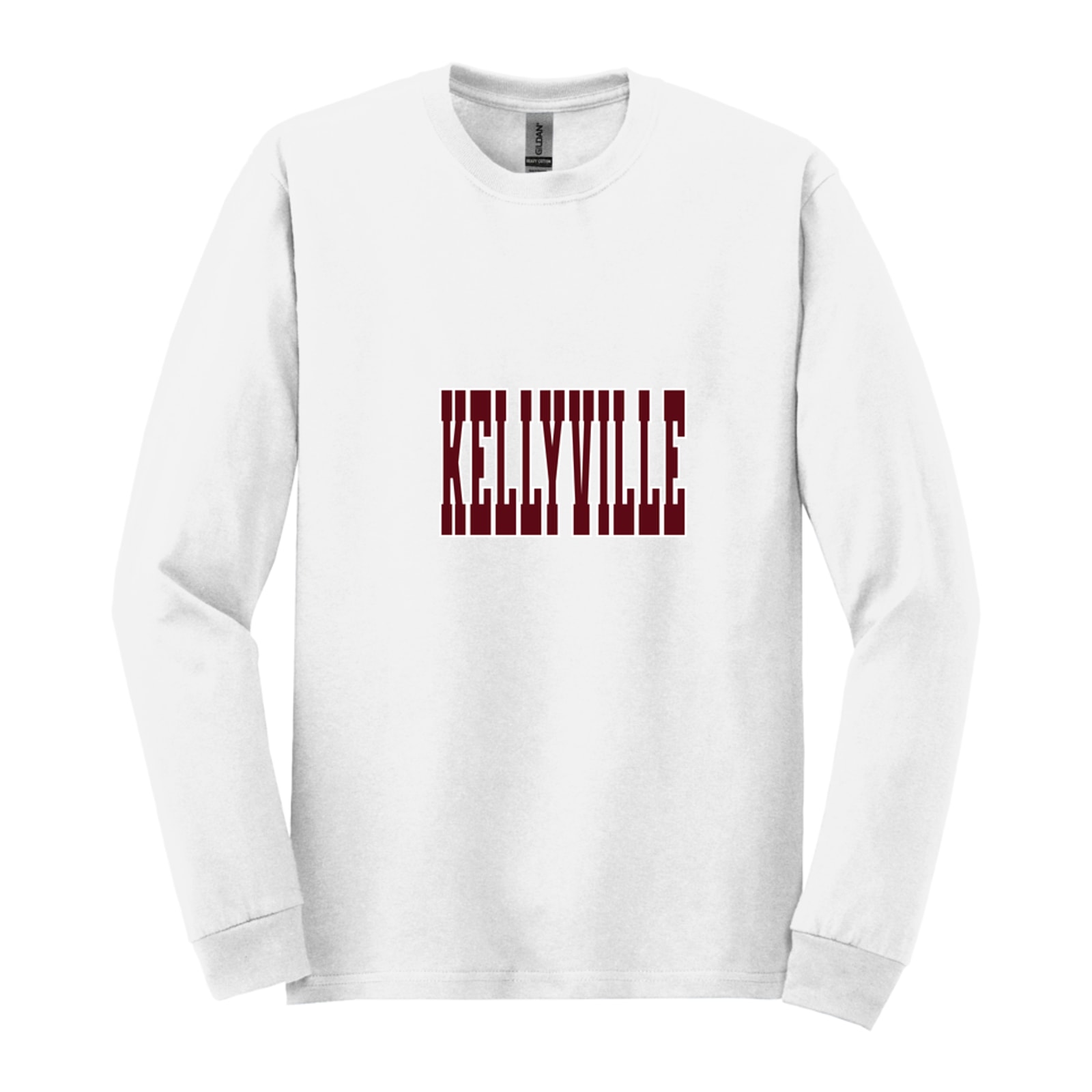 Kellyville maroon white Gildan - Heavy Cotton 100% Cotton Long Sleeve T-Shirt. 5400