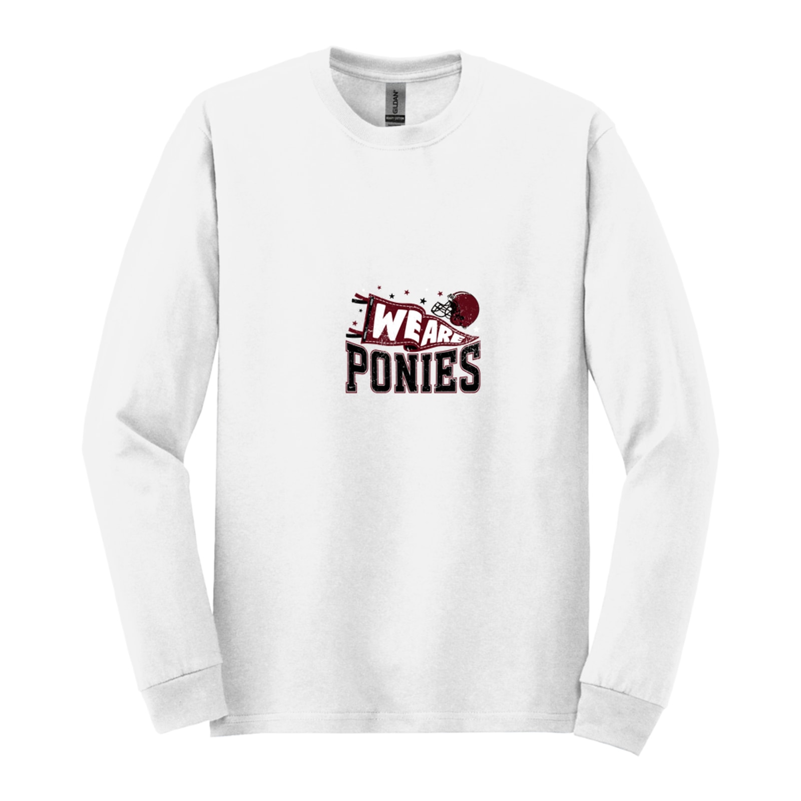 we are ponies collage Maroon Gildan - Heavy Cotton 100% Cotton Long Sleeve T-Shirt. 5400