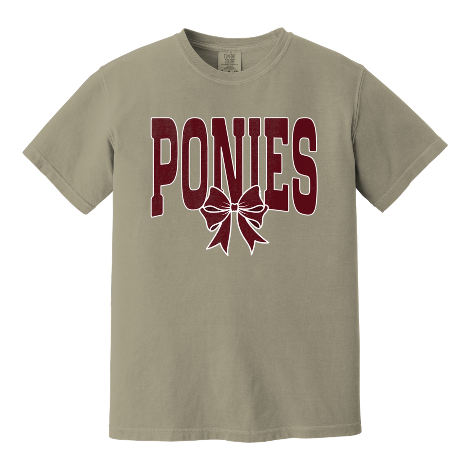 Ponies arch maroon maroon bow white outline Comfort Colors 1717
