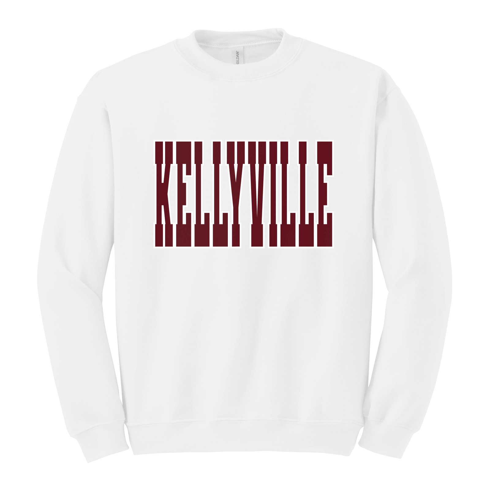Kellyville maroon white Gildan 18000 Fleece