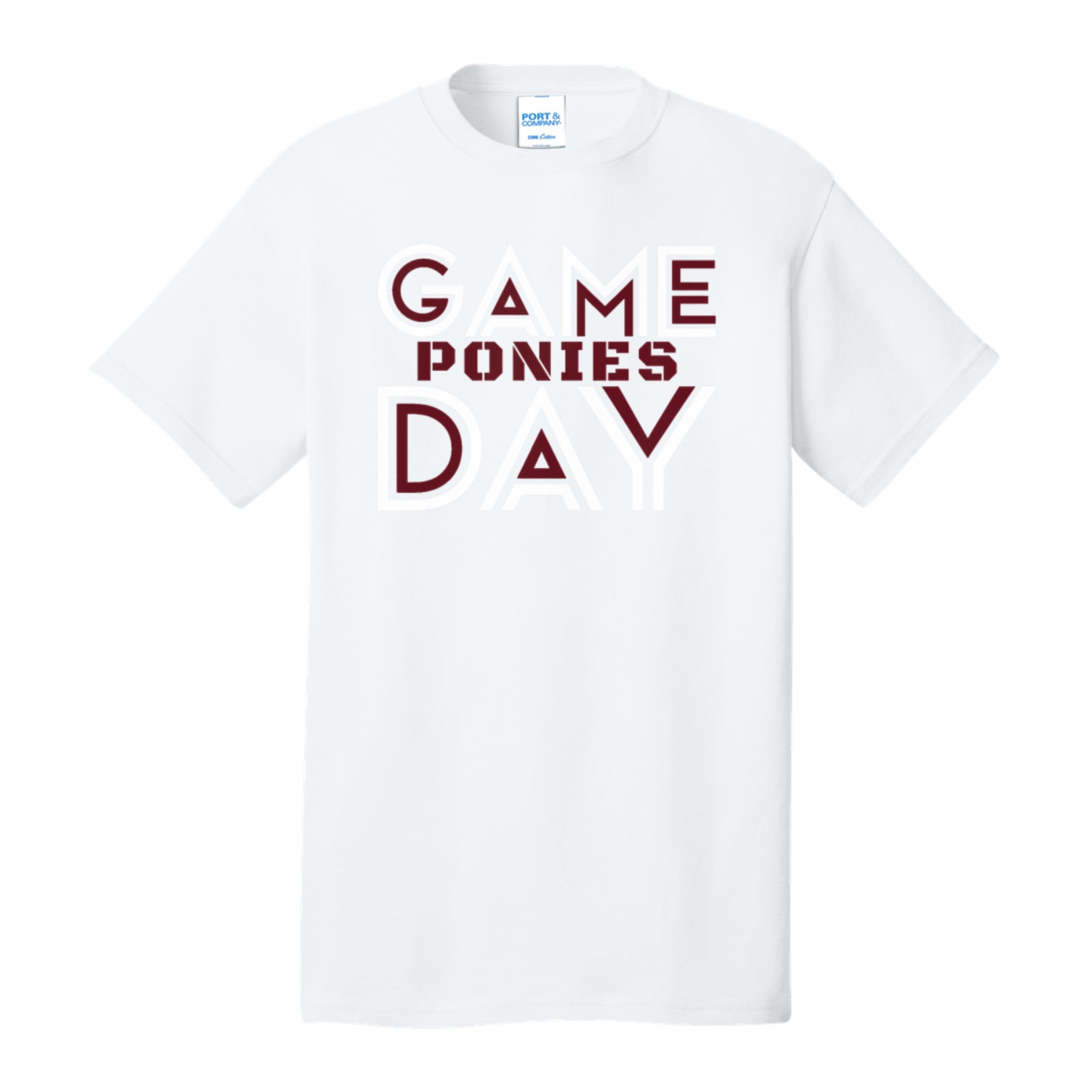 Game day ponies maroon white Port & Company PC54