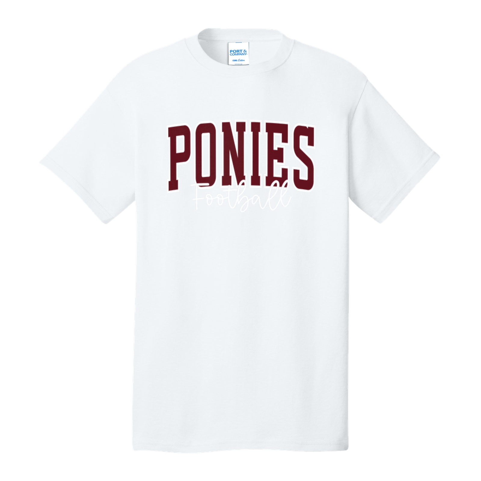Ponies football arc maroon white Port & Company PC54