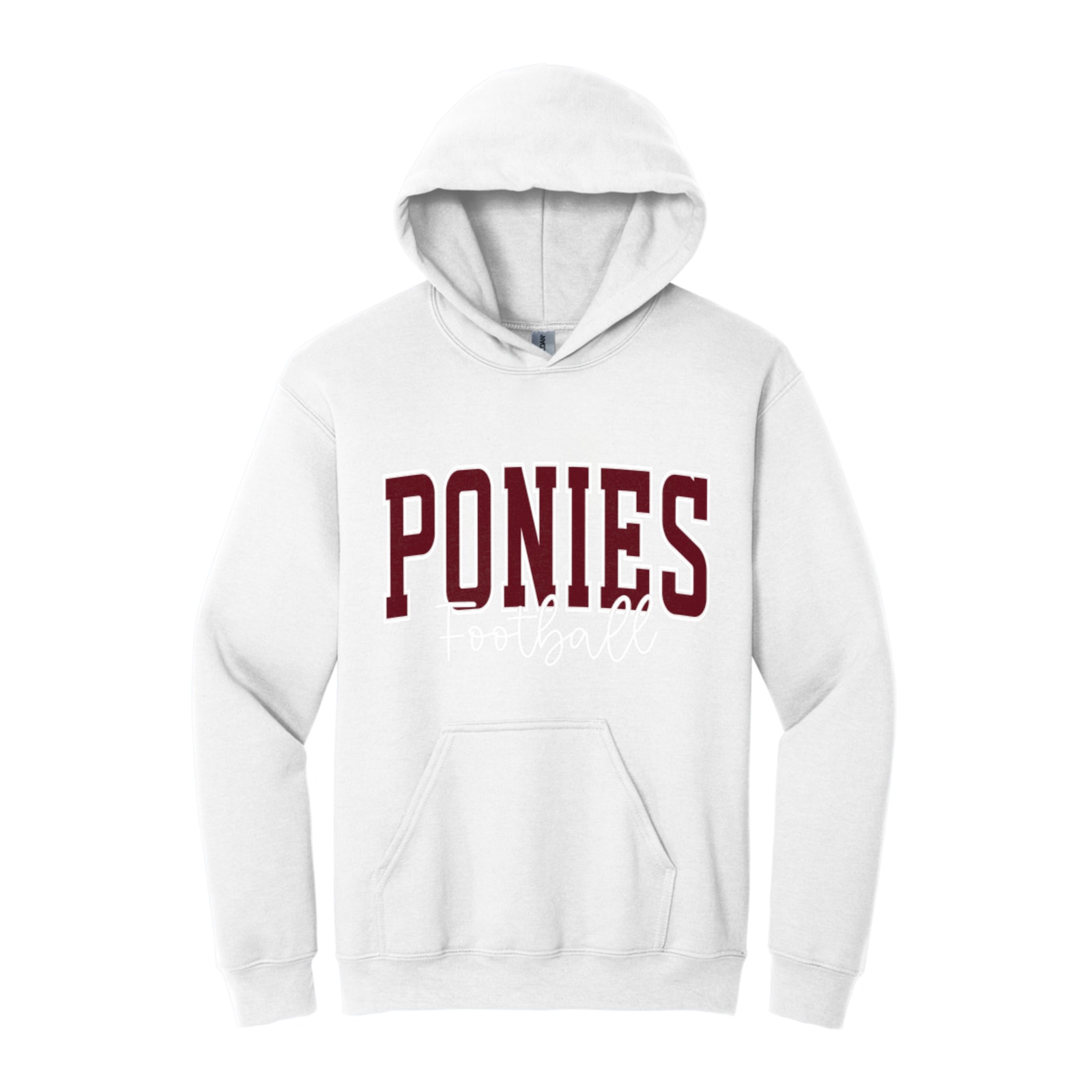 Ponies football arc maroon white Gildan - Heavy Blend Hooded Sweatshirt. 18500