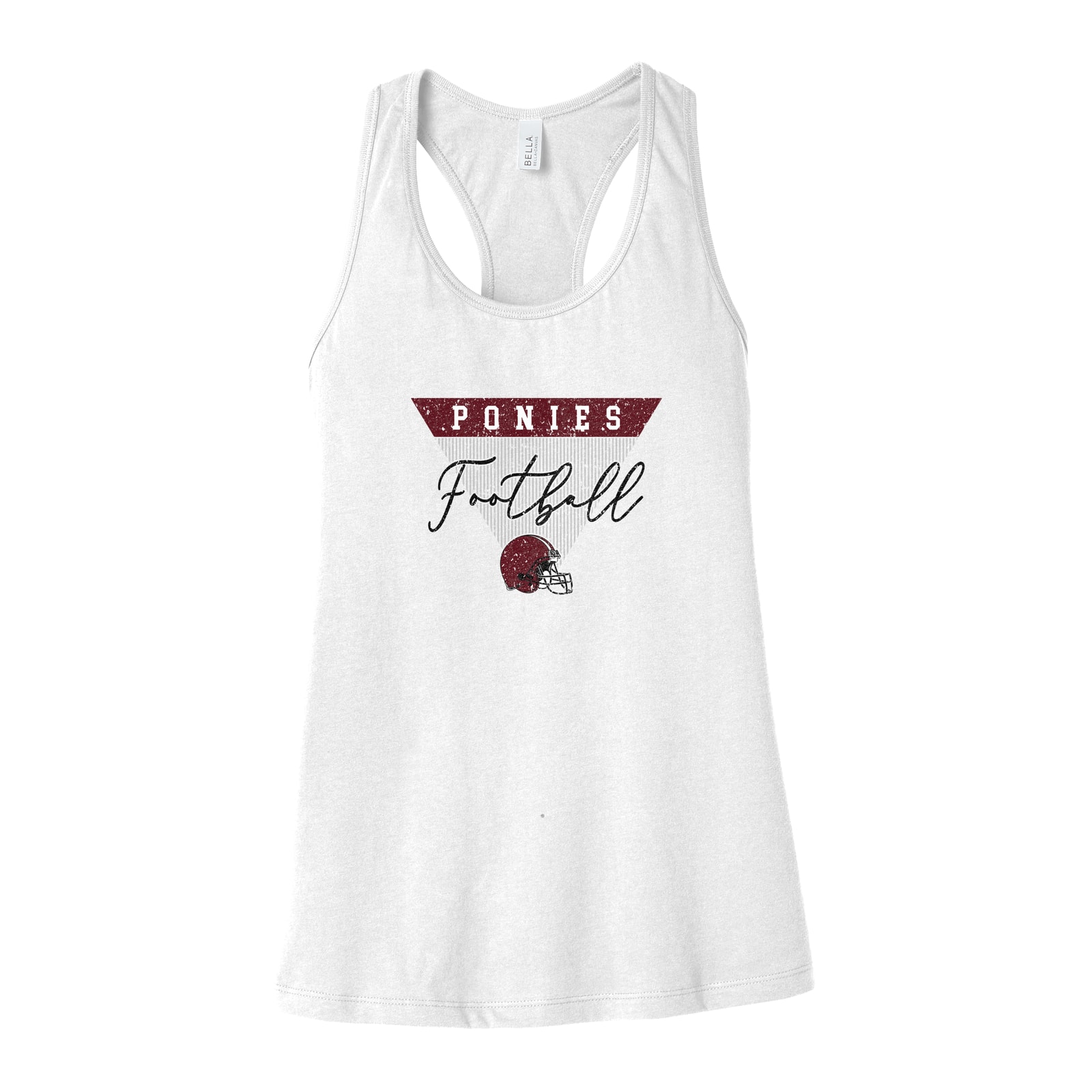 Ponies football triangle maroon Bella+Canvas 6008 Racerback Tank