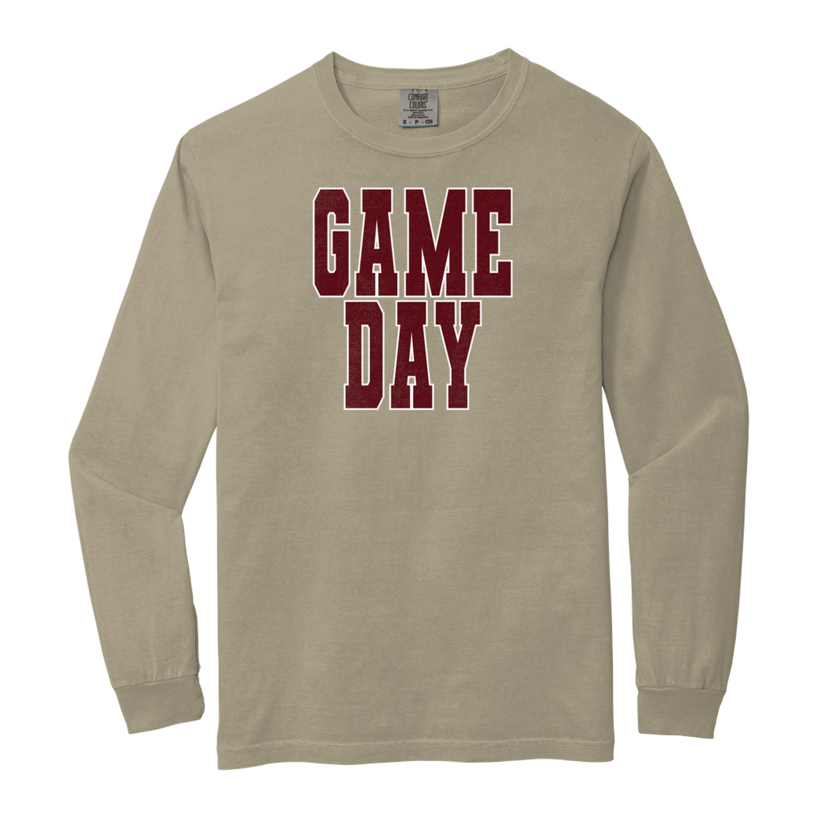 Game Day kellyville Maroon White Comfort Colors 6014 Long Sleeve