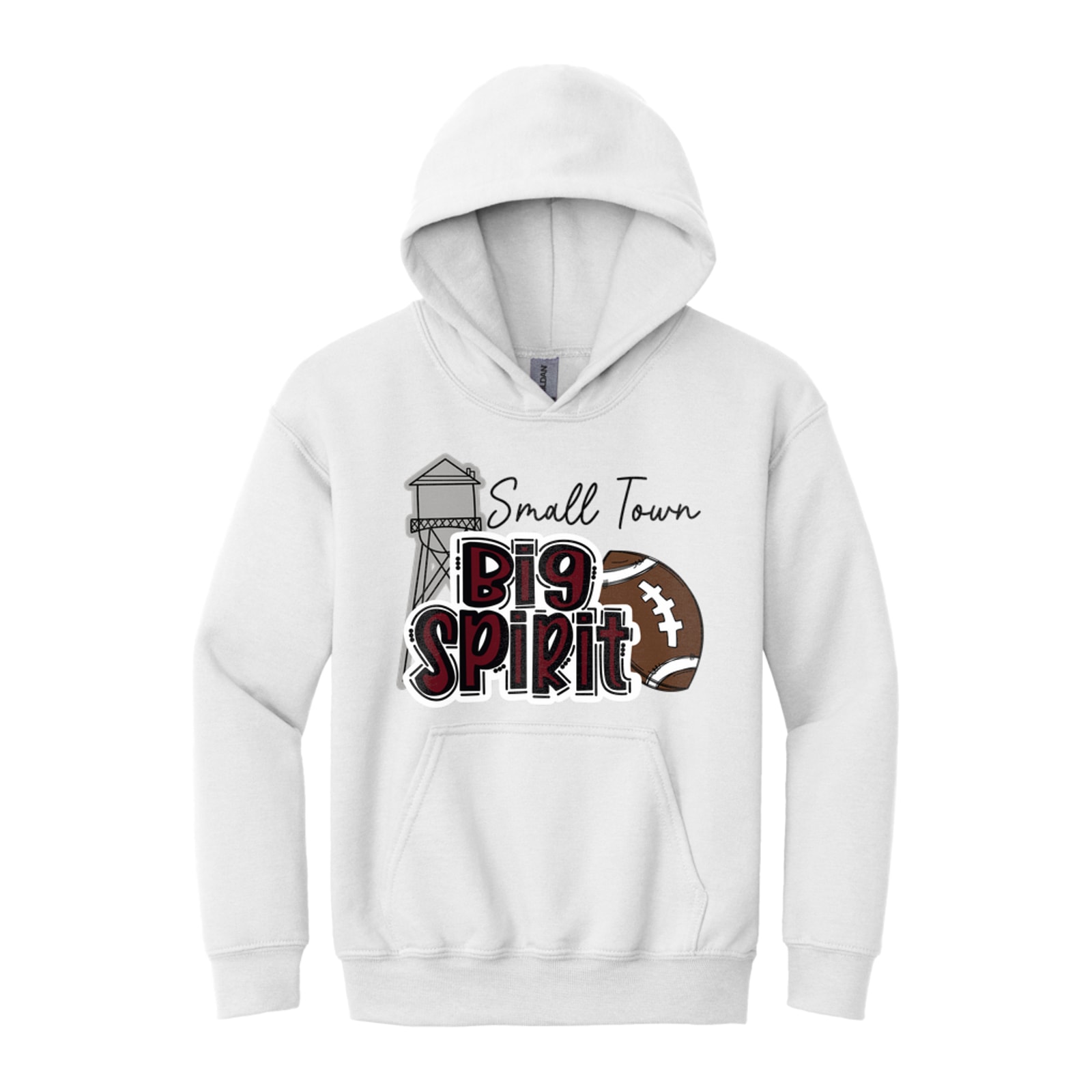 Small town big spirit Kellyville maroon Gildan - Youth Heavy Blend Hooded Sweatshirt. 18500B