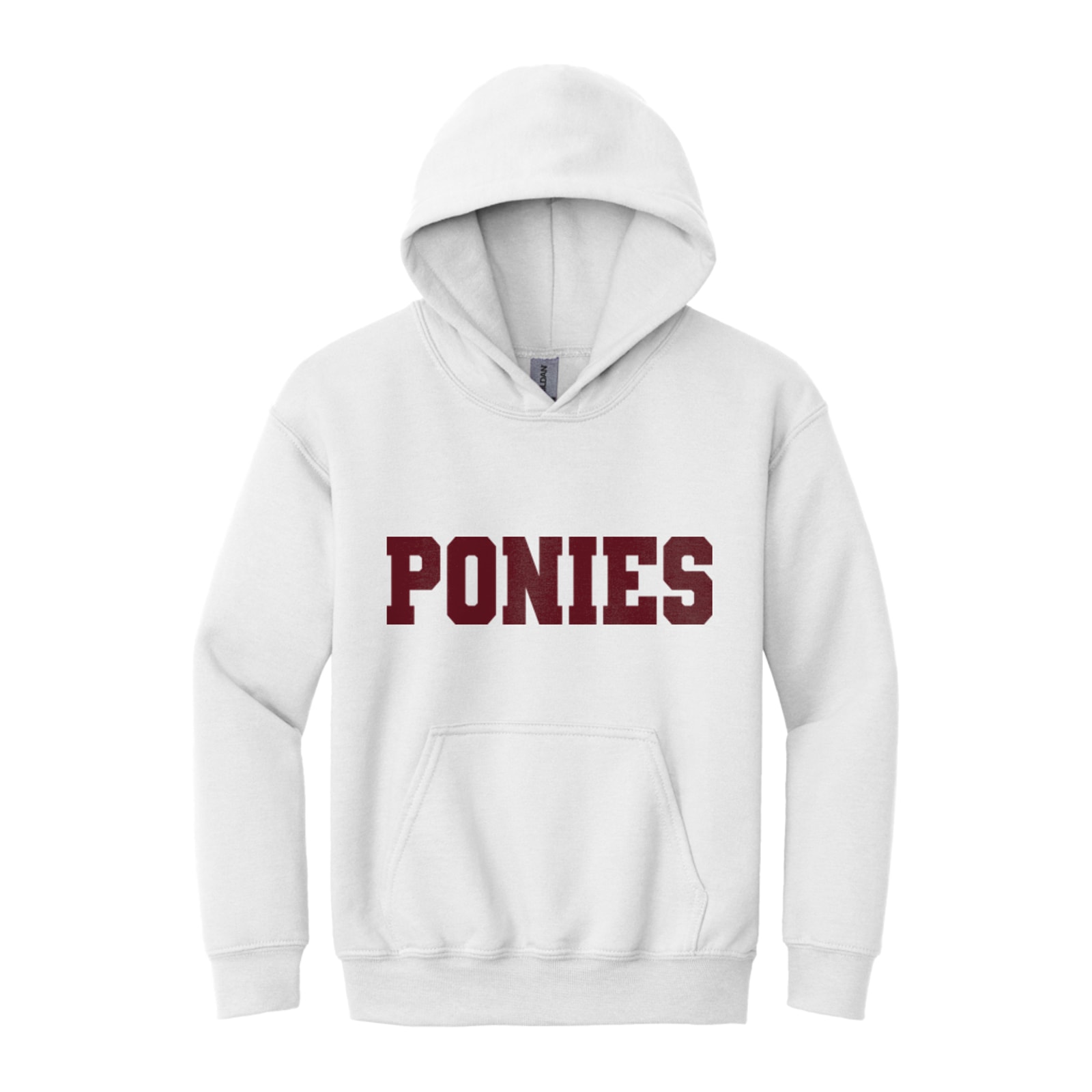 Ponies Sweats Maroon Gildan - Youth Heavy Blend Hooded Sweatshirt. 18500B