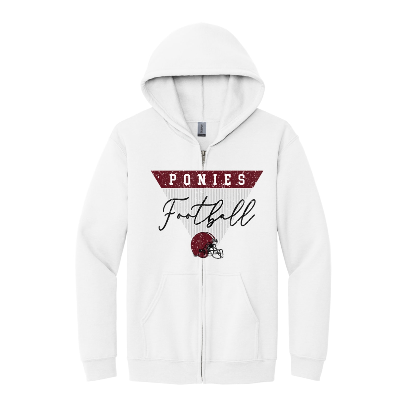 Ponies football triangle maroon Gildan - Heavy Blend Full-Zip Hooded Sweatshirt. 18600