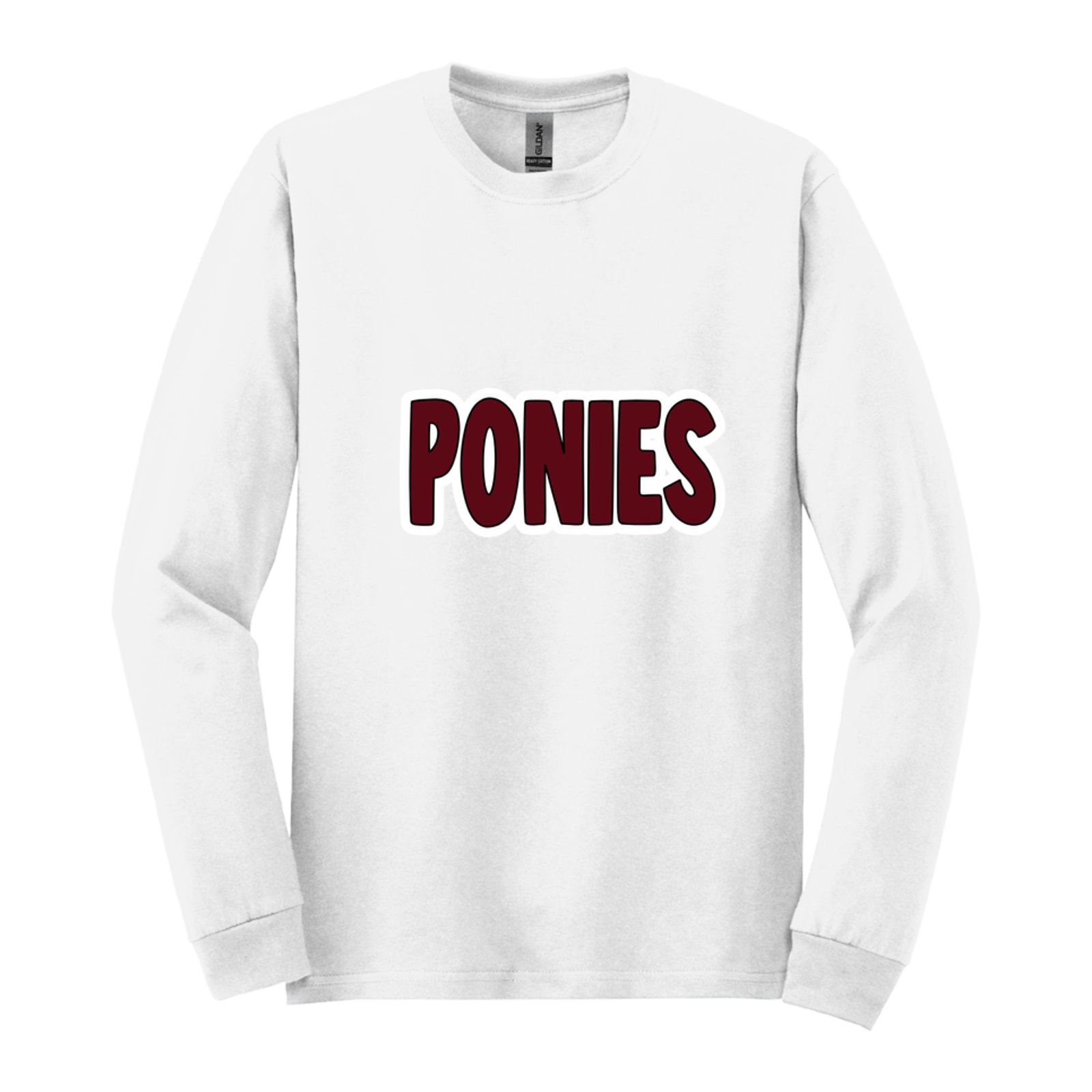 Ponies bubble maroon black white Gildan - Heavy Cotton 100% Cotton Long Sleeve T-Shirt. 5400