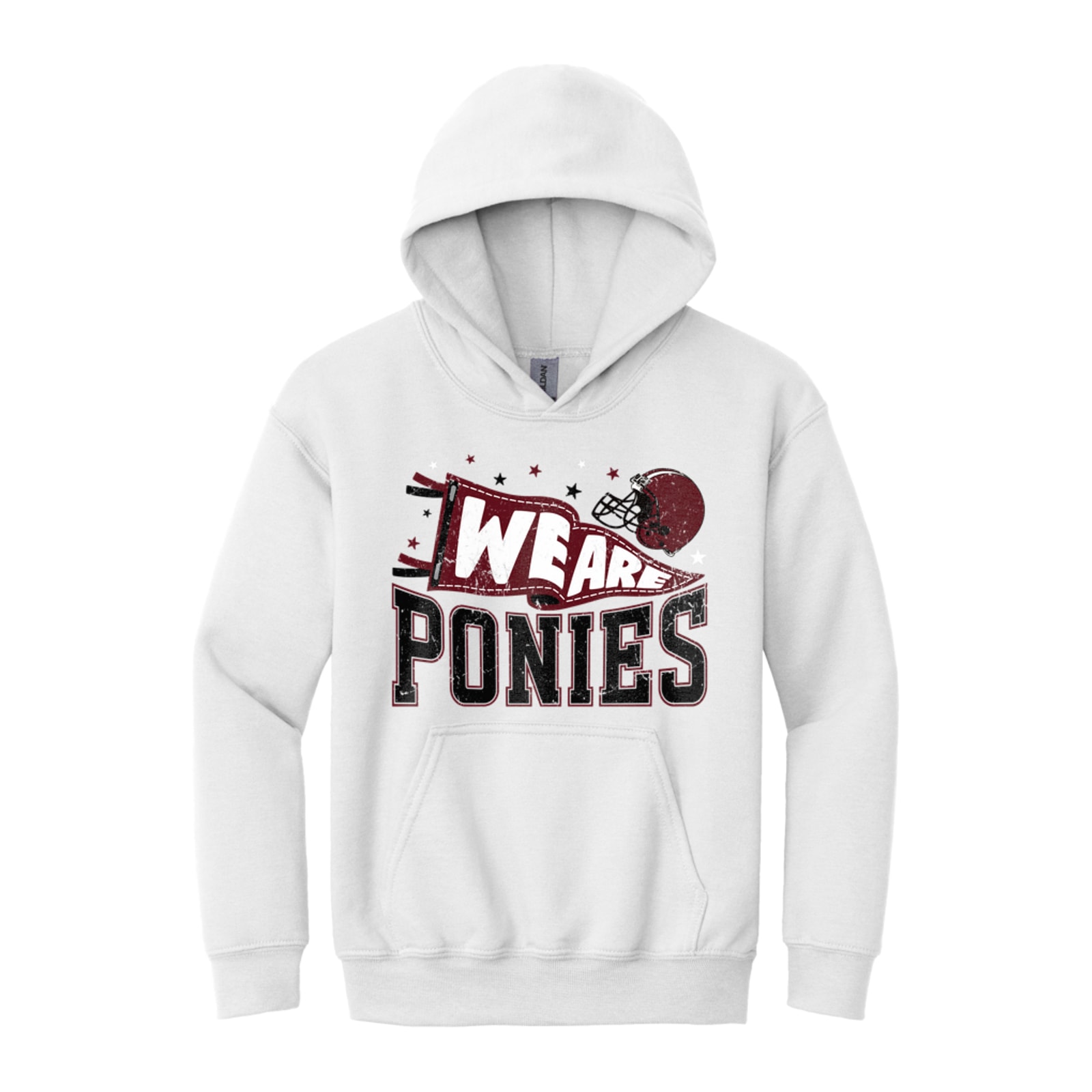 we are ponies collage Maroon Gildan - Youth Heavy Blend Hooded Sweatshirt. 18500B