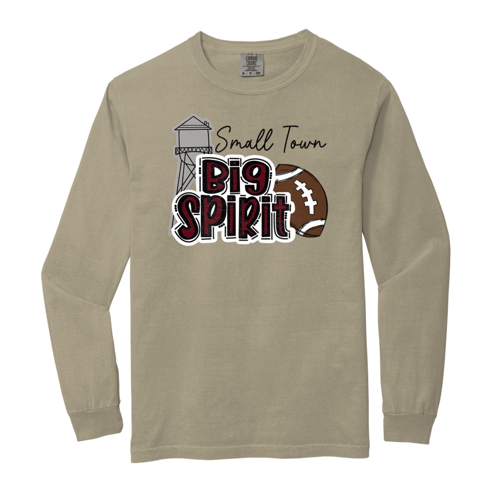 Small town big spirit Kellyville maroon Comfort Colors 6014 Long Sleeve