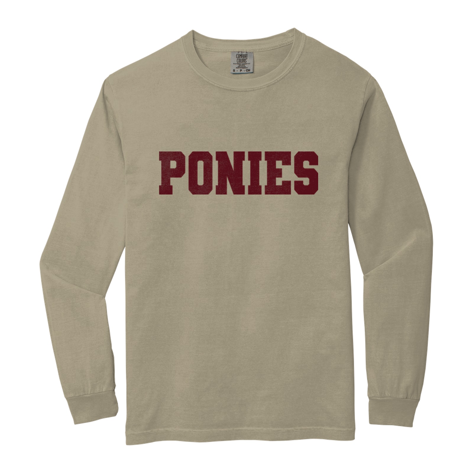 Ponies Sweats Maroon Comfort Colors 6014 Long Sleeve