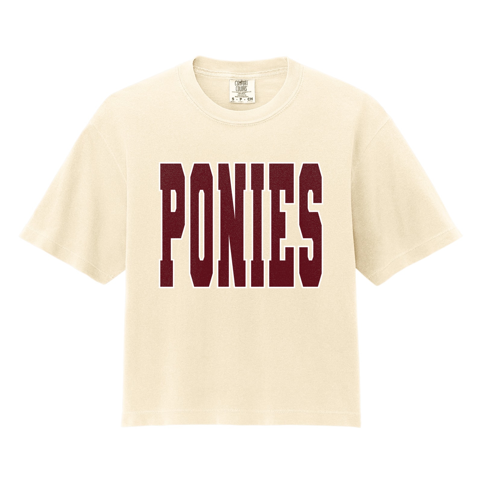 Ponies maroon white Comfort Colors 3023CL Cropped Tee