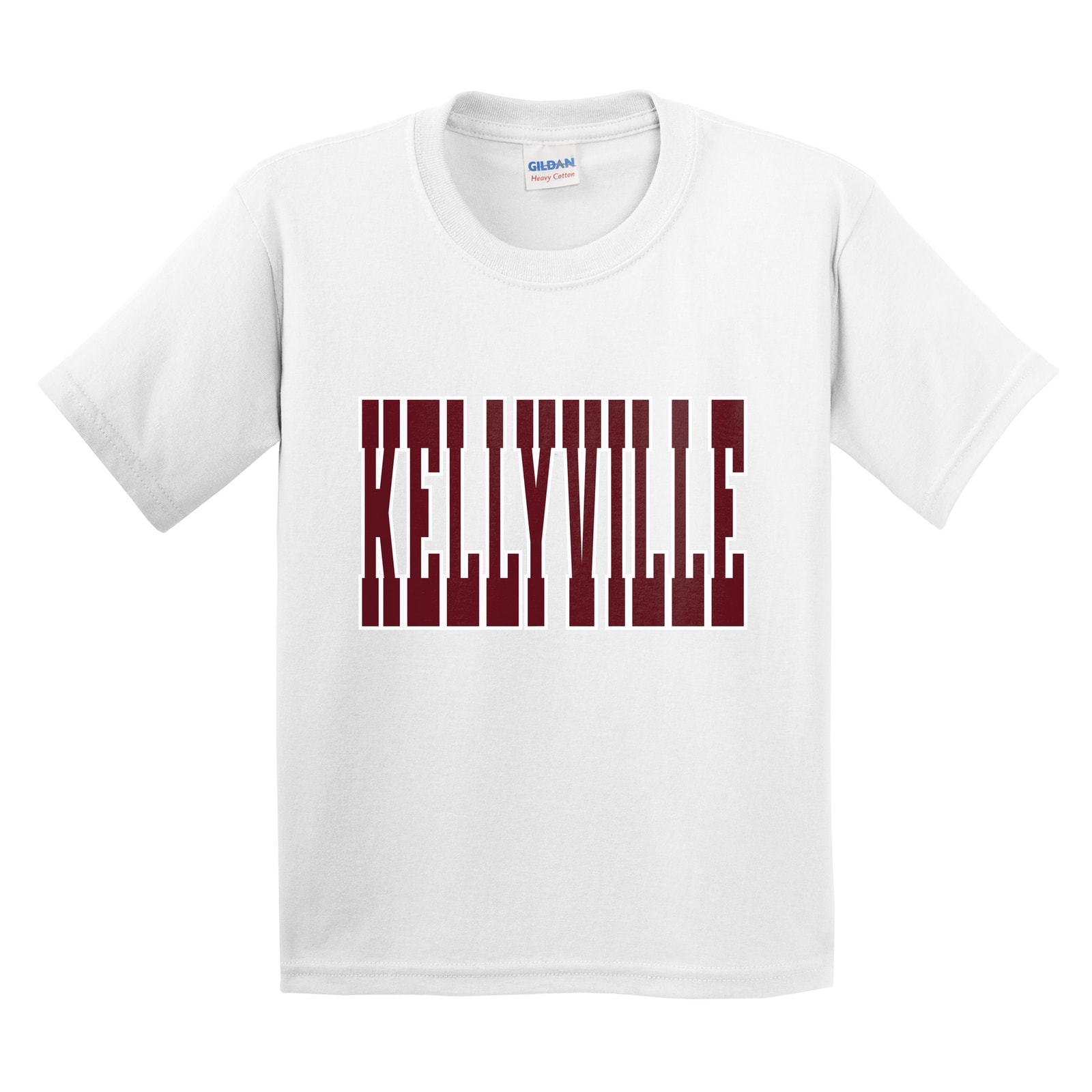 Kellyville maroon white Gildan 5000B Youth Tee