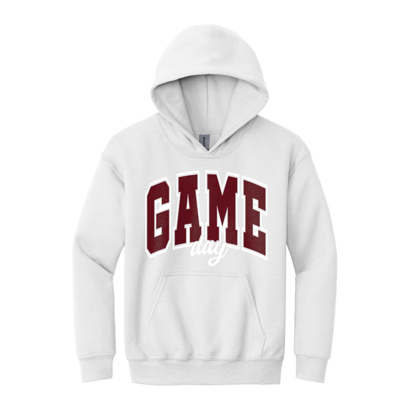 Game Day Arch kellyville Maroon White Gildan - Youth Heavy Blend Hooded Sweatshirt. 18500B
