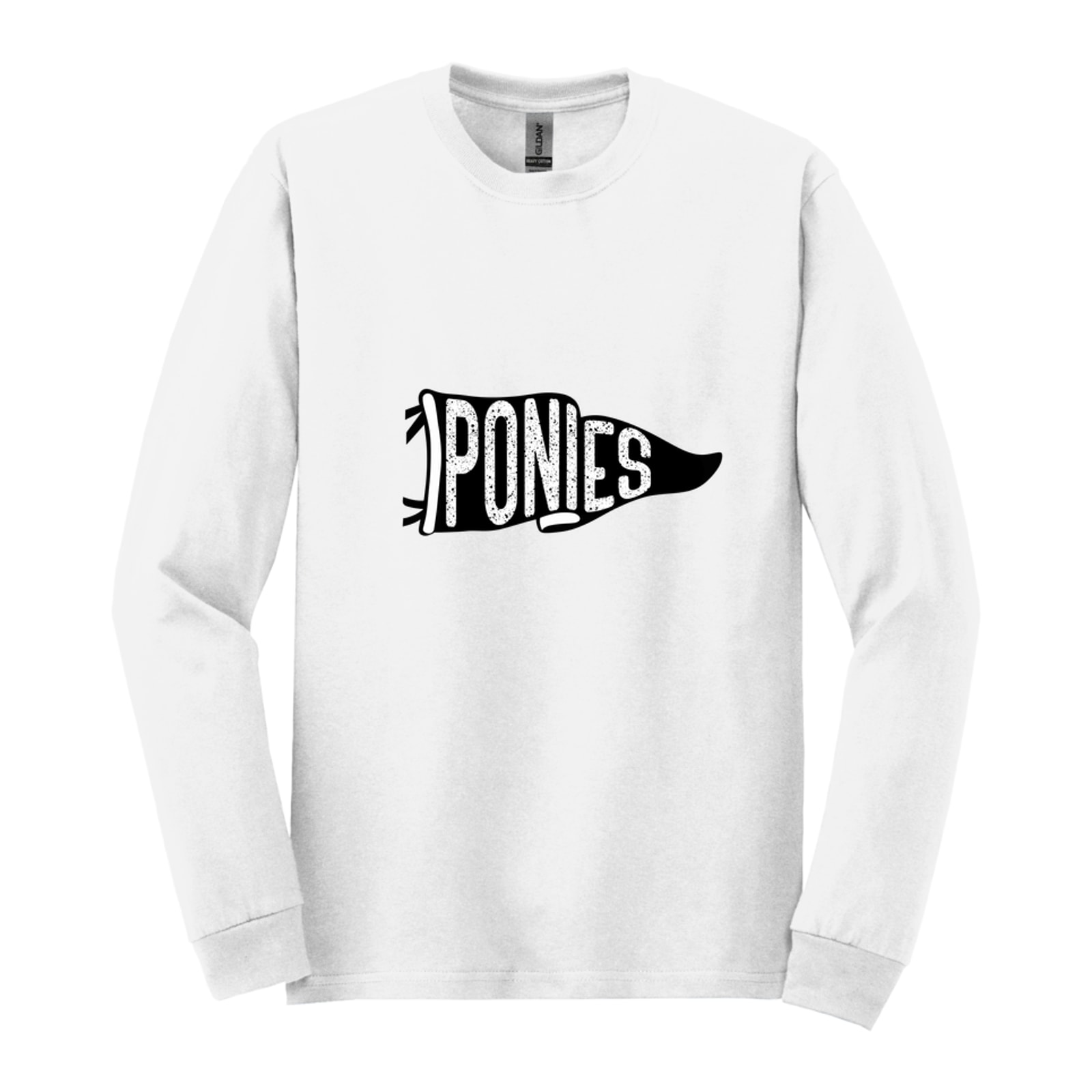 Ponies black flag Gildan - Heavy Cotton 100% Cotton Long Sleeve T-Shirt. 5400
