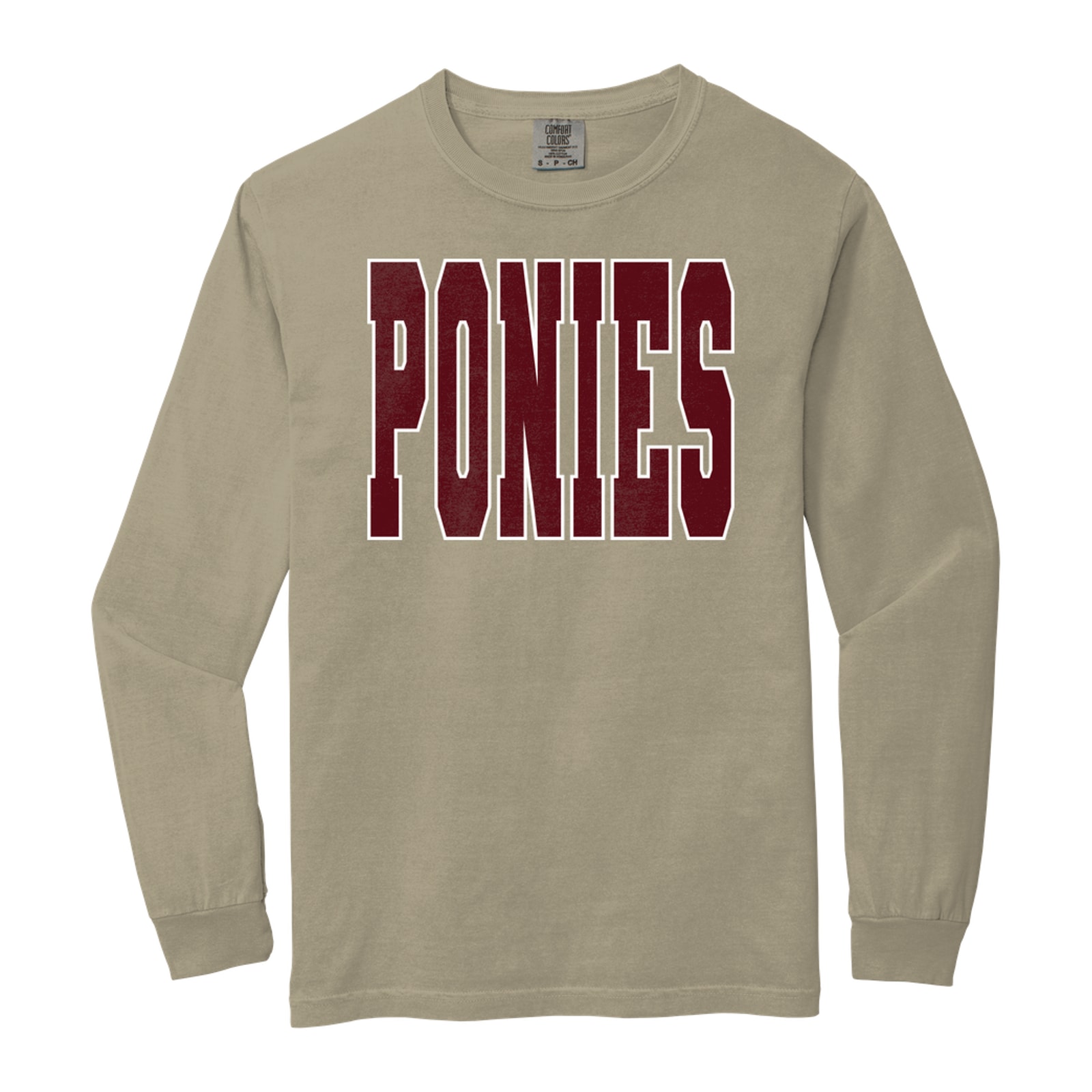 Ponies maroon white Comfort Colors 6014 Long Sleeve