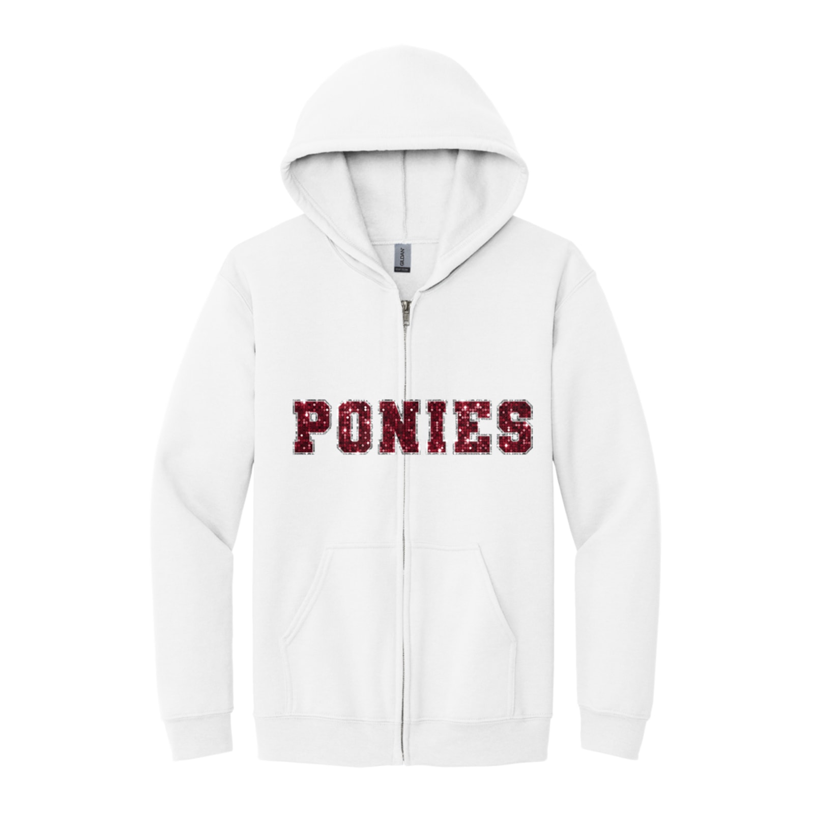 Ponies sequin sleeve maroon silver Gildan - Heavy Blend Full-Zip Hooded Sweatshirt. 18600